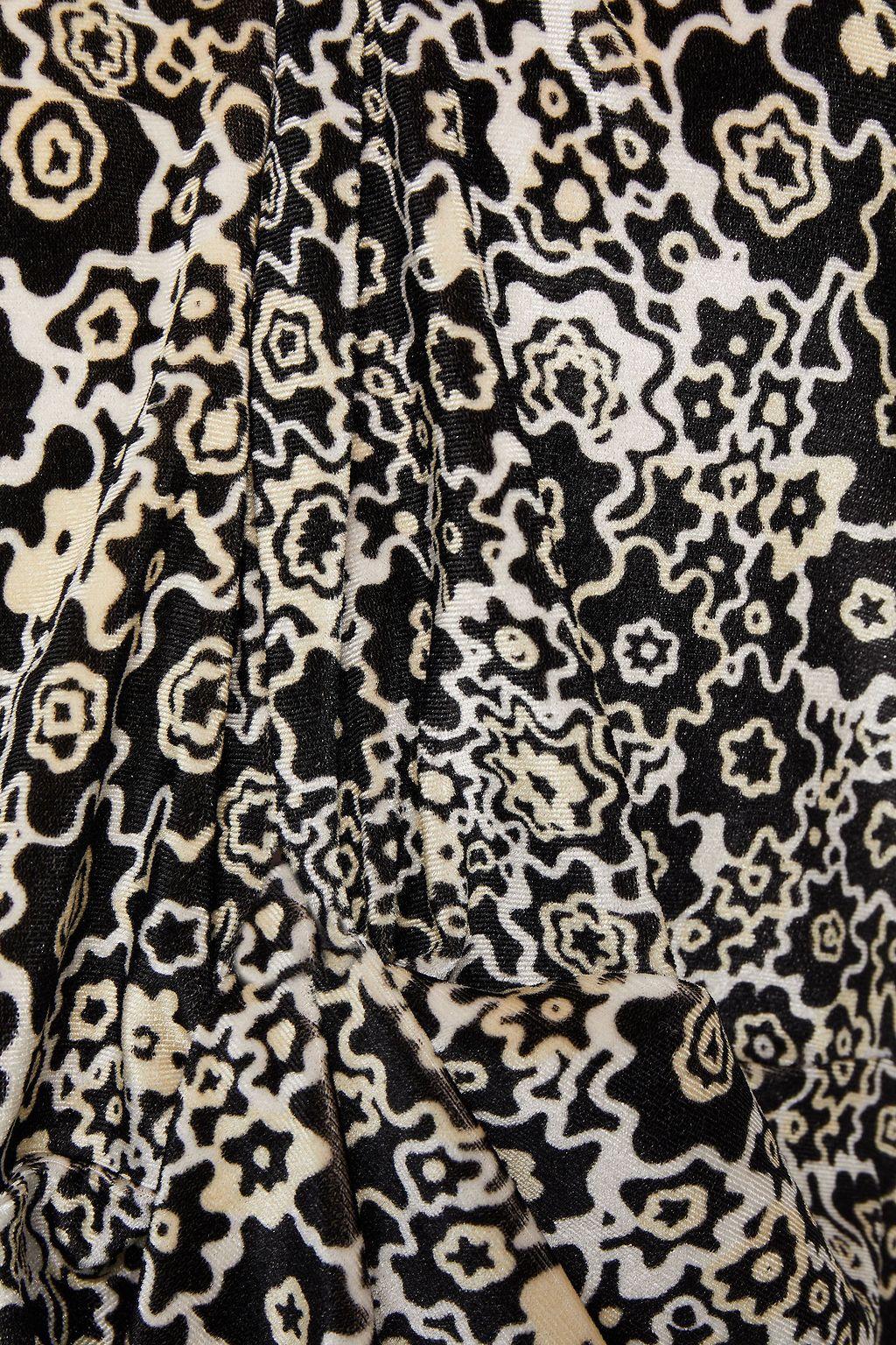 ROSETTA GETTY Asymmetric cutout knotted printed corduroy top
