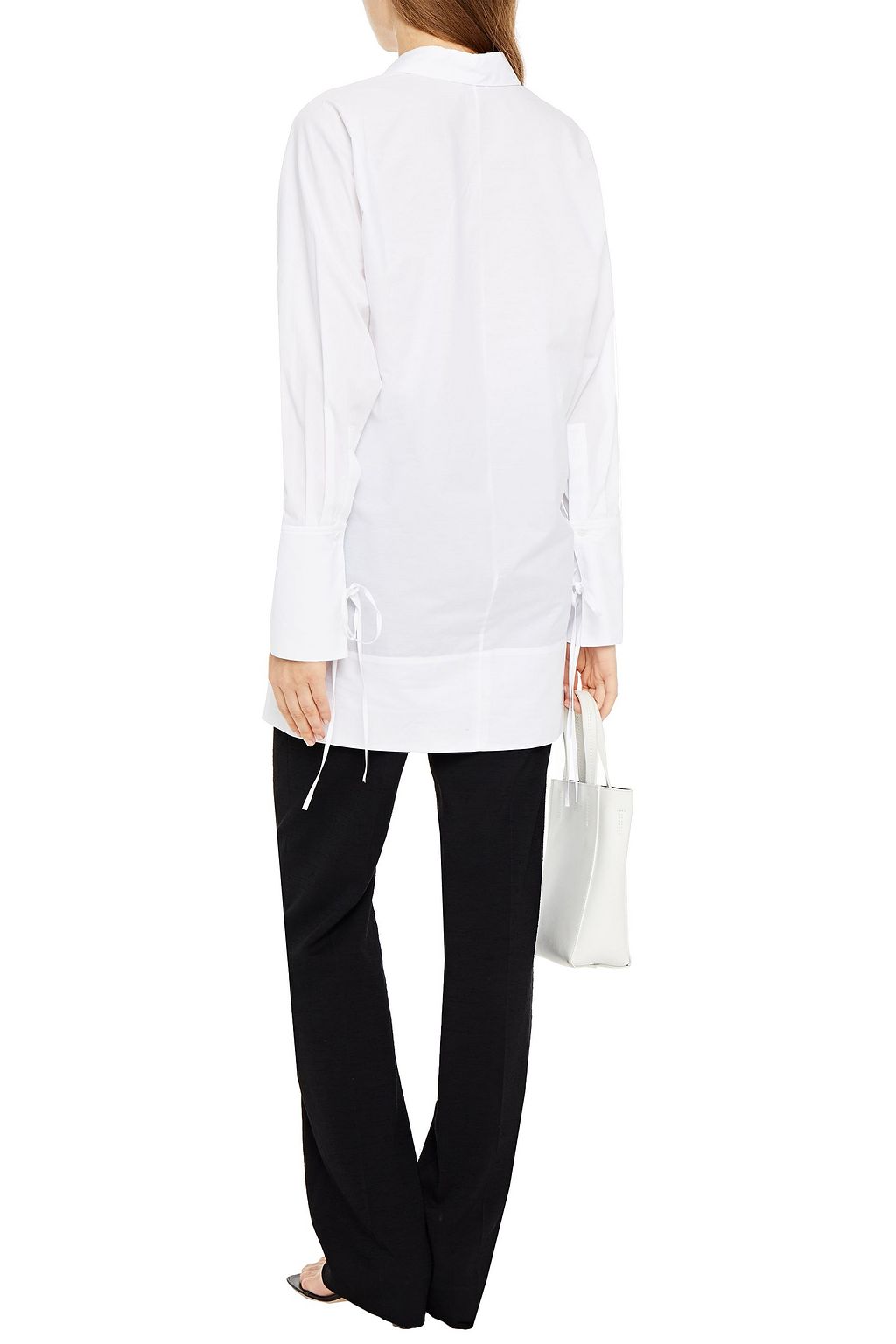 ROSETTA GETTY Cocoon bow-detailed cotton-poplin shirt