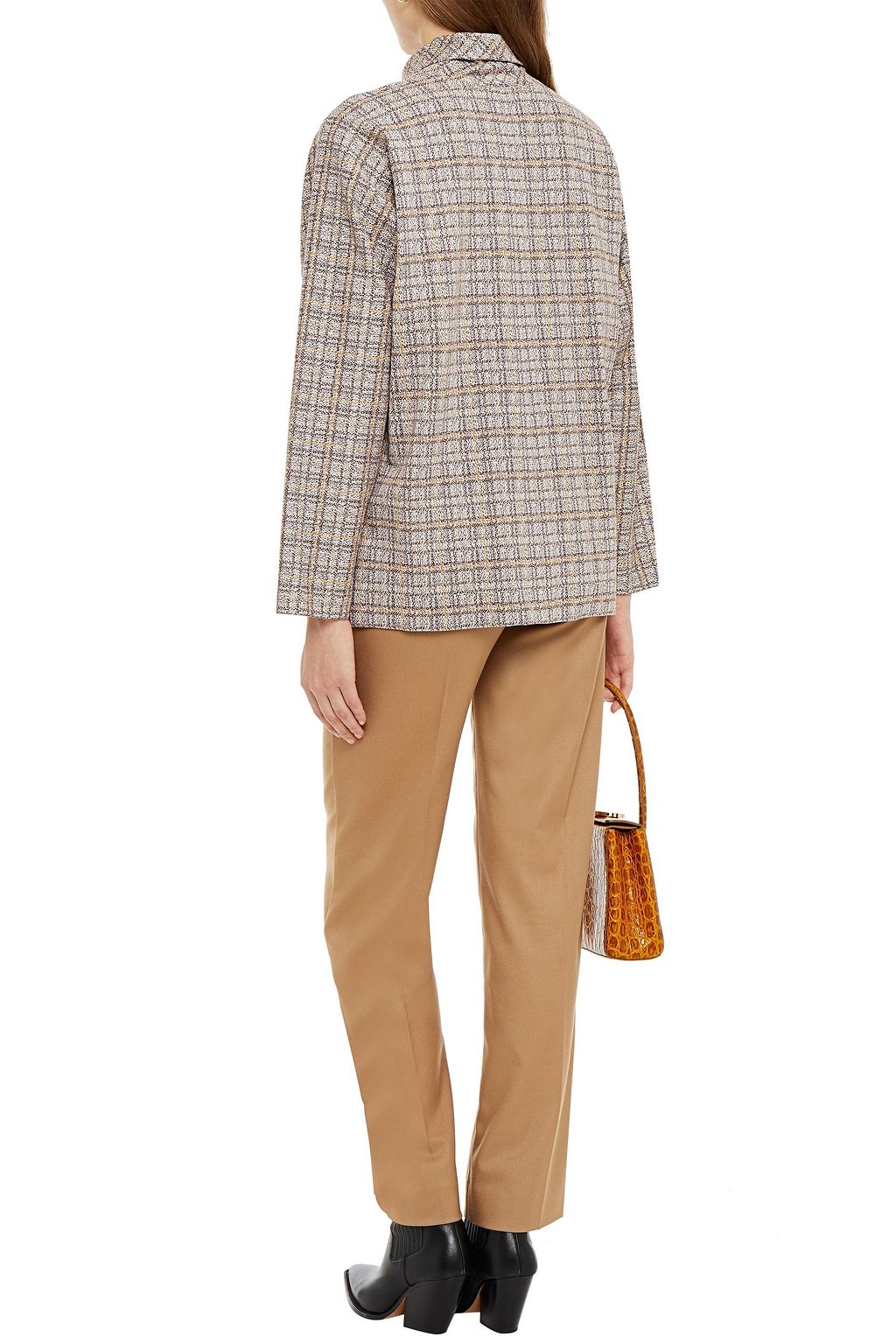ROSETTA GETTY Cocoon checked stretch-ponte turtleneck top
