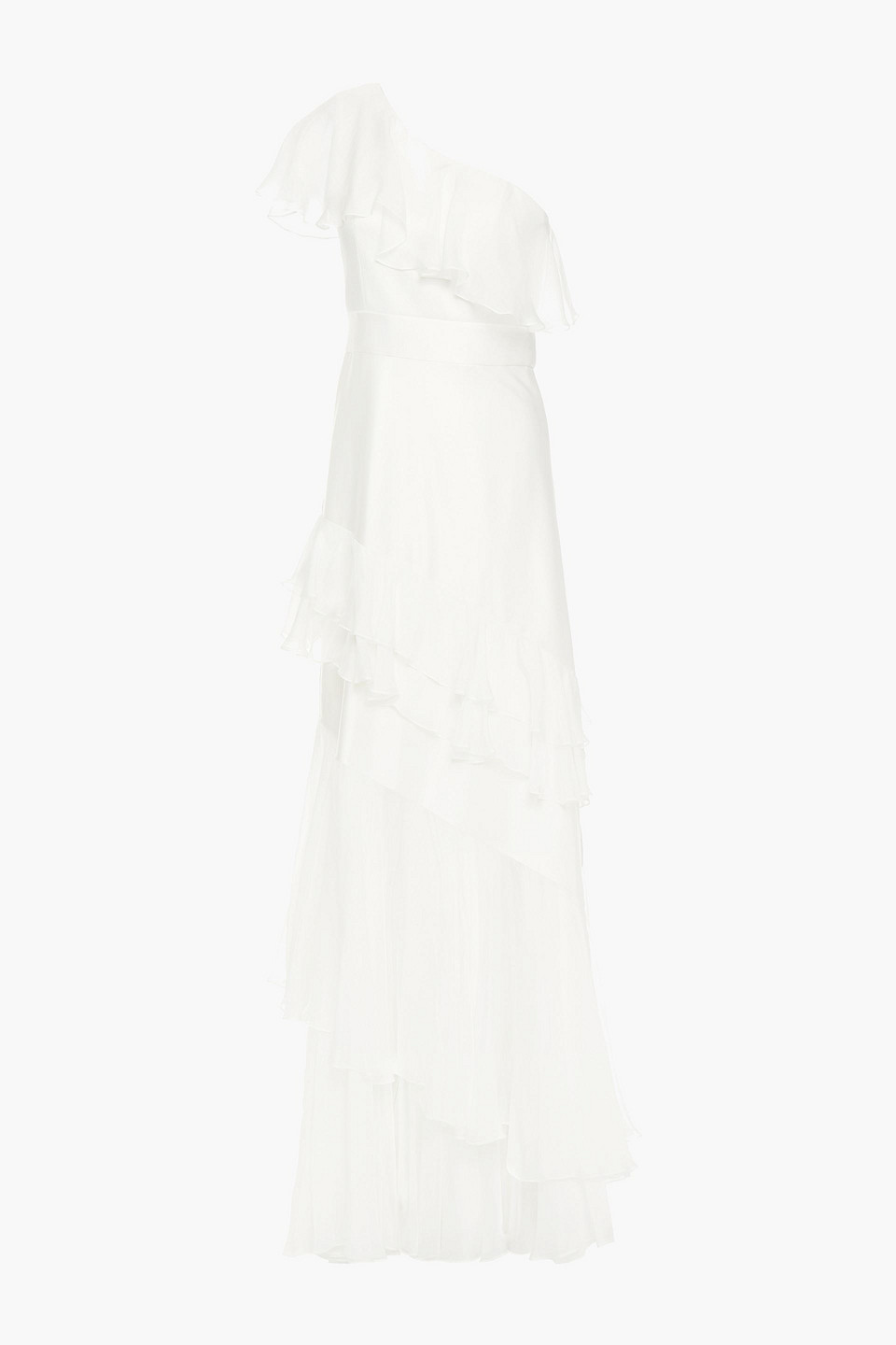 Catherine Deane Kamella one-shoulder silk-voile and duchesse-satin gown