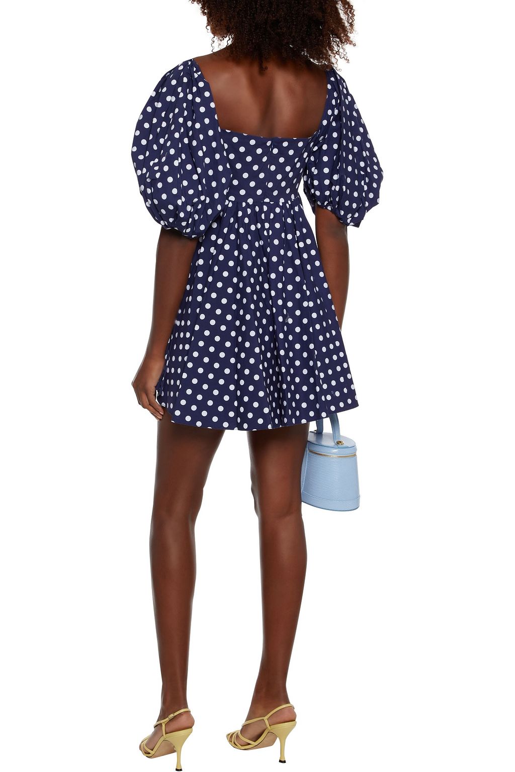 CAROLINE CONSTAS Brie wrap-effect polka-dot stretch-cotton mini dress