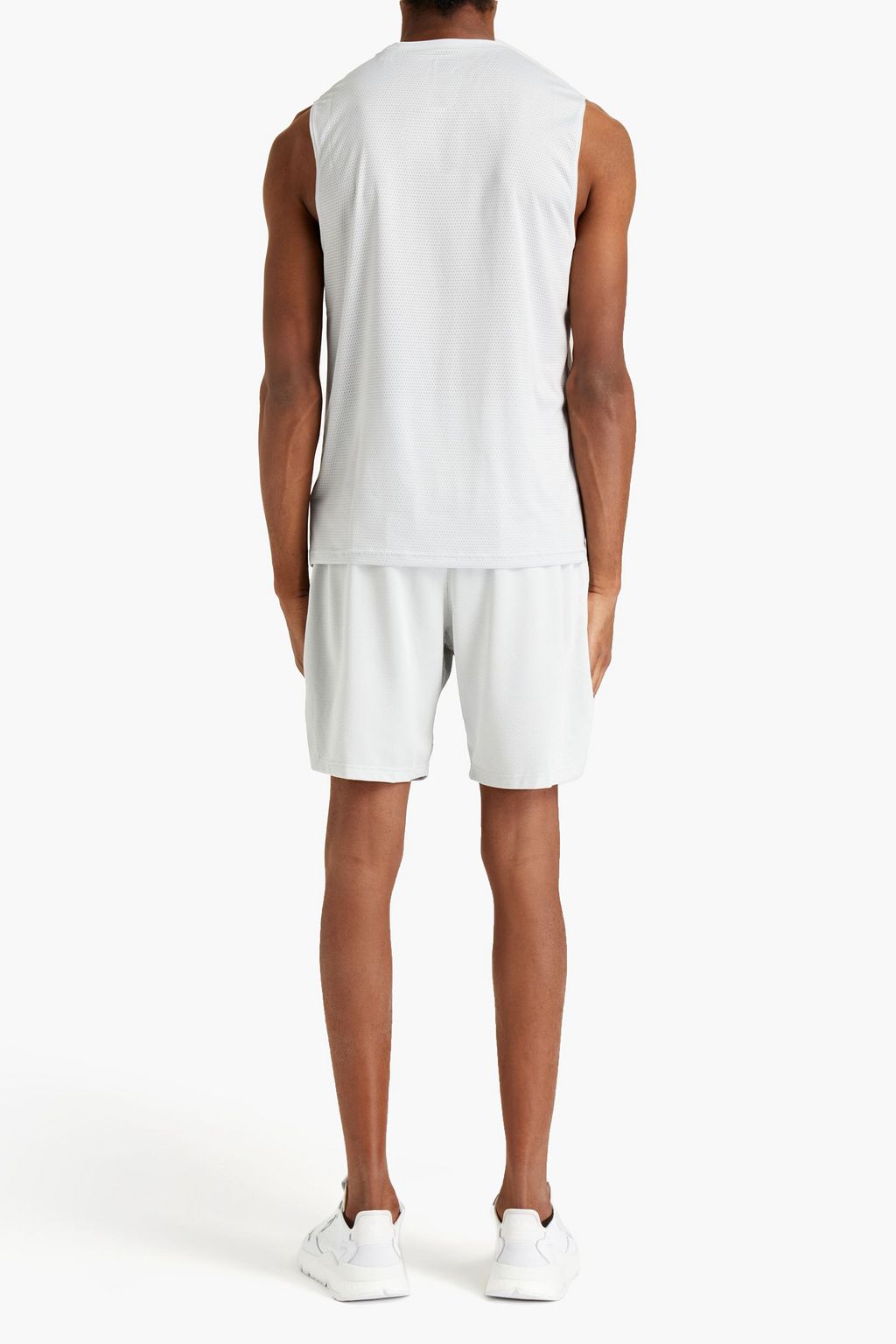 REEBOK Mesh-paneled logo-print stretch-jersey tank
