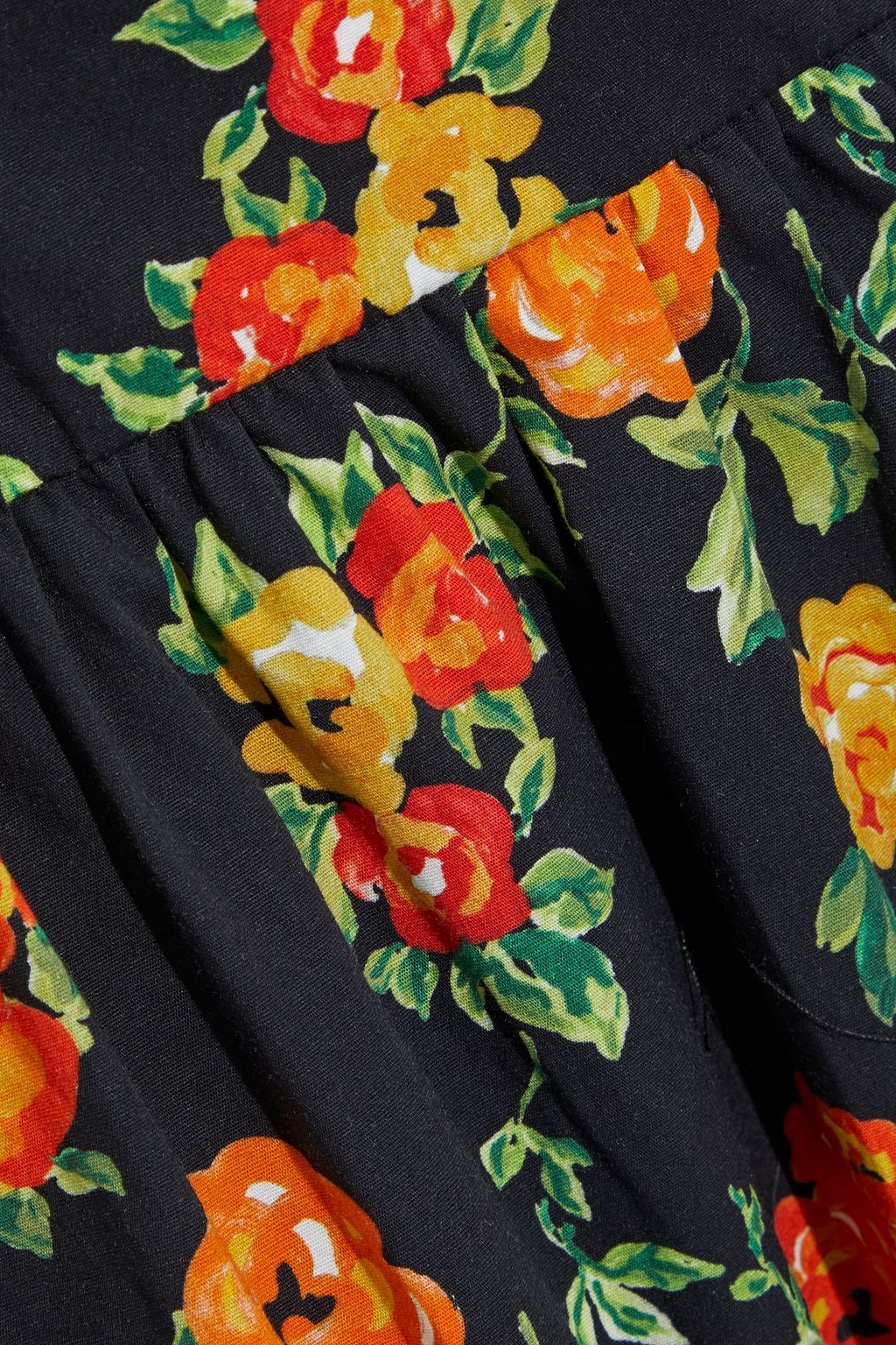 CAROLINE CONSTAS Gathered floral-print cotton-blend poplin midi skirt