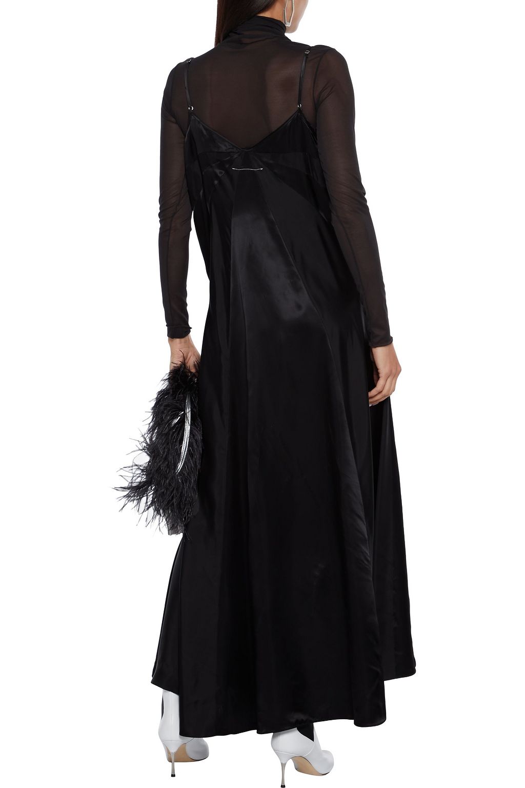 MM6 MAISON MARGIELA Paneled satin and crepe de chine maxi slip dress