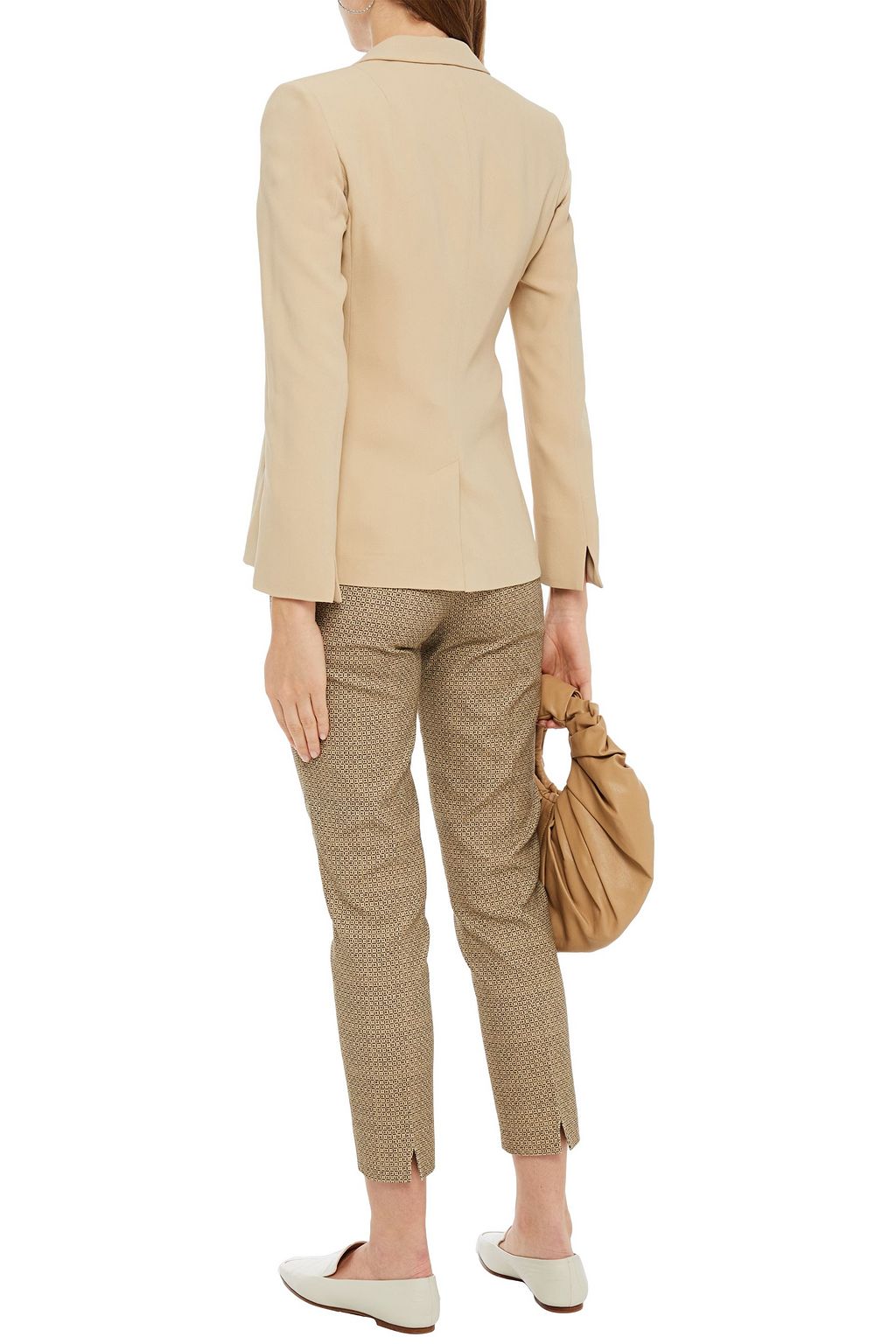 PIAZZA SEMPIONE Cropped printed cotton-blend slim-leg pants