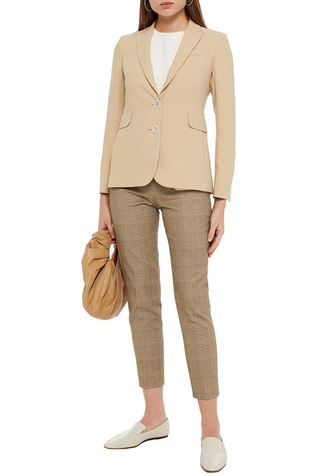 PIAZZA SEMPIONE Cropped printed cotton-blend slim-leg pants