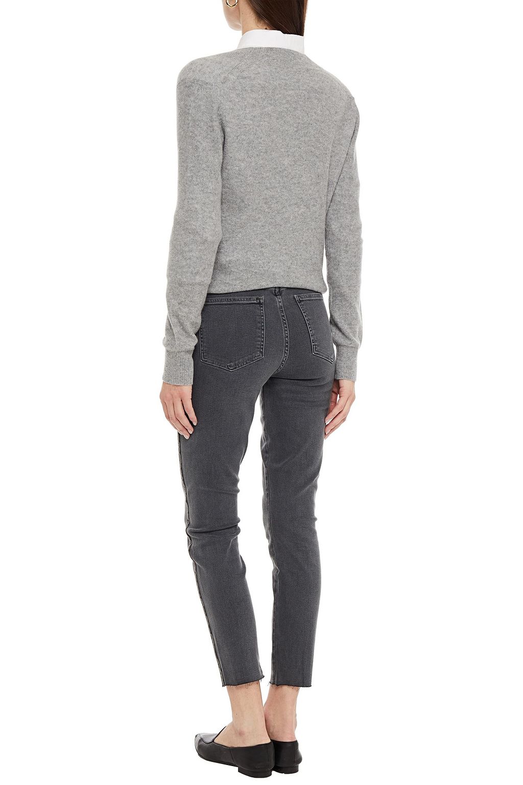 VERONICA BEARD Cropped frayed high-rise skinny jeans