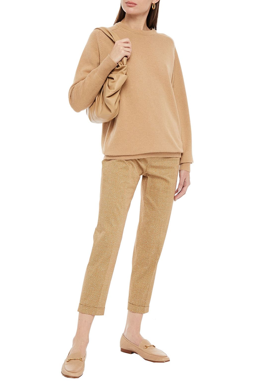 PIAZZA SEMPIONE Cropped polka-dot cotton-blend twill tapered pants