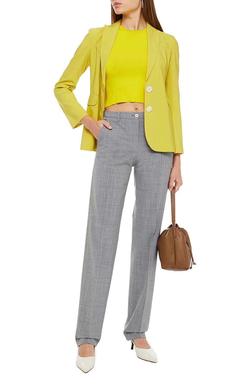 PIAZZA SEMPIONE Mélange wool-blend straight-leg pants