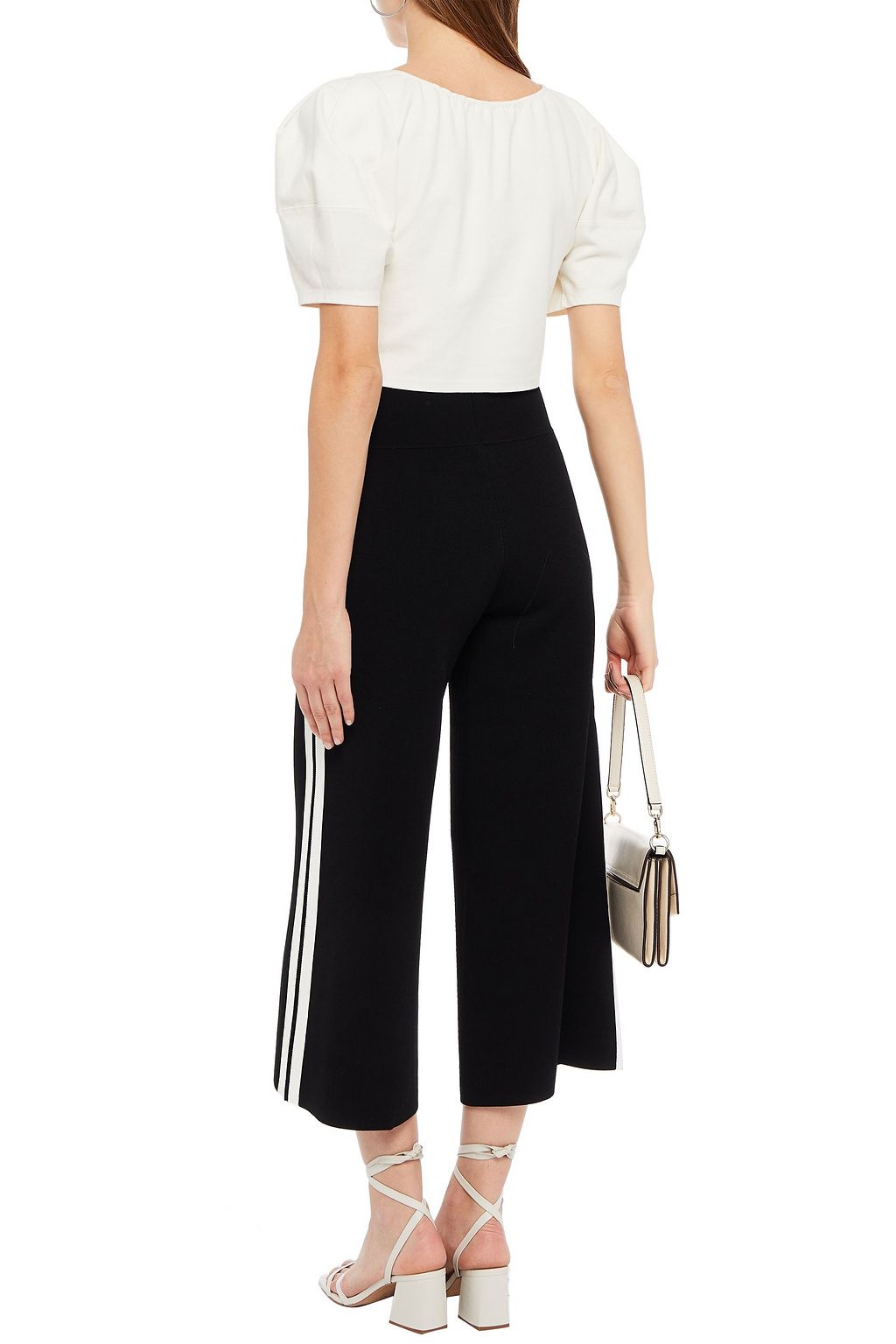 VERONICA BEARD Striped stretch-ponte culottes