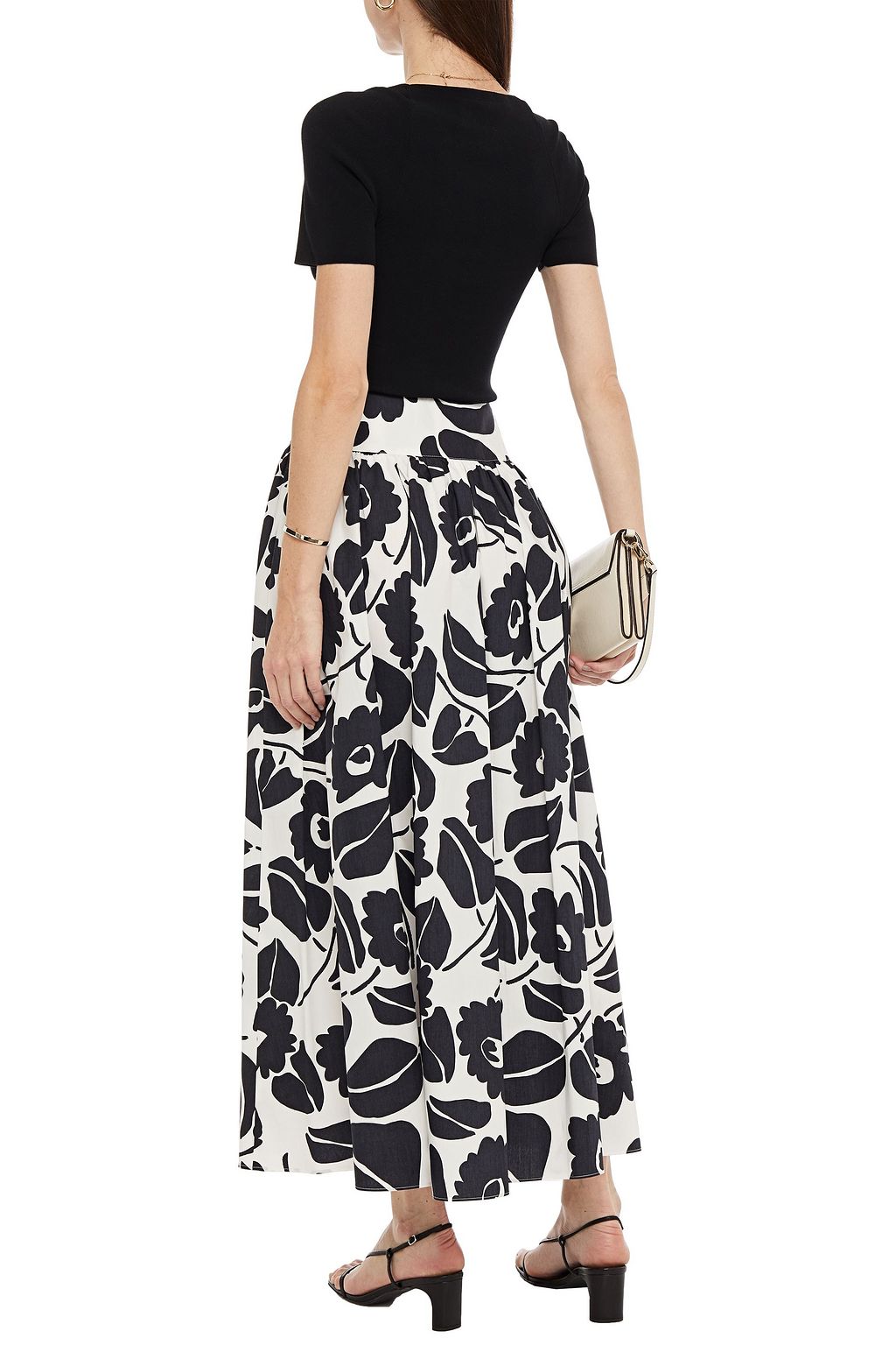 PIAZZA SEMPIONE Gathered floral-print cotton maxi skirt