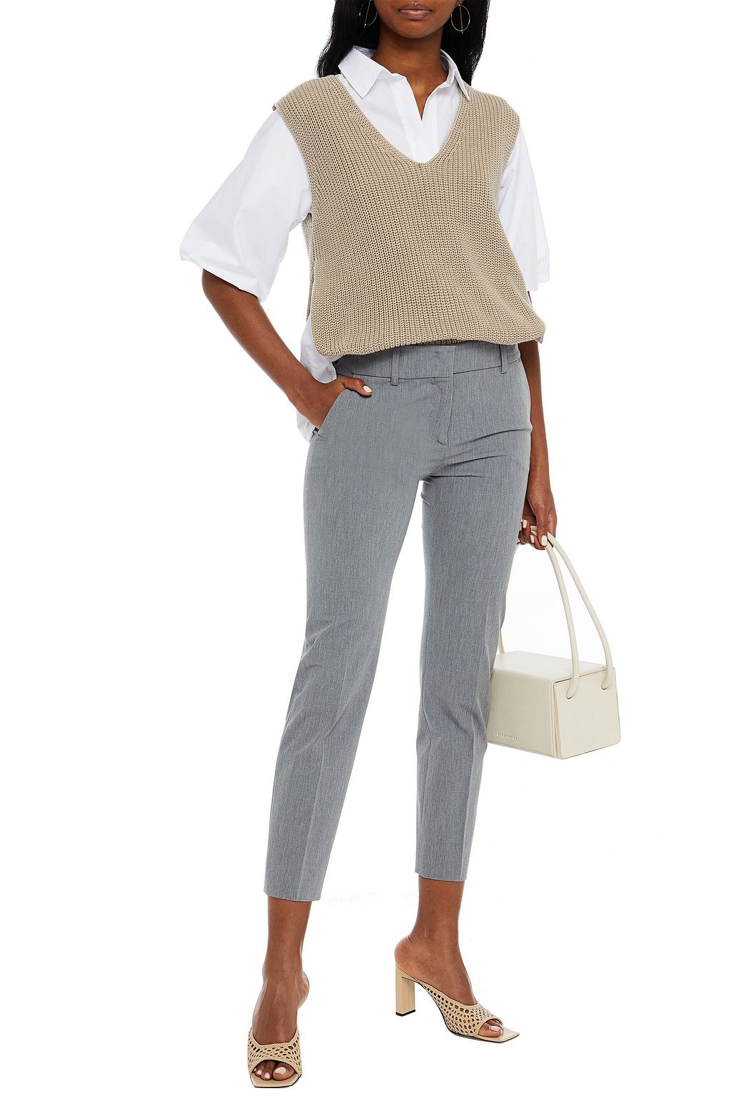 PIAZZA SEMPIONE Mélange twill tapered pants