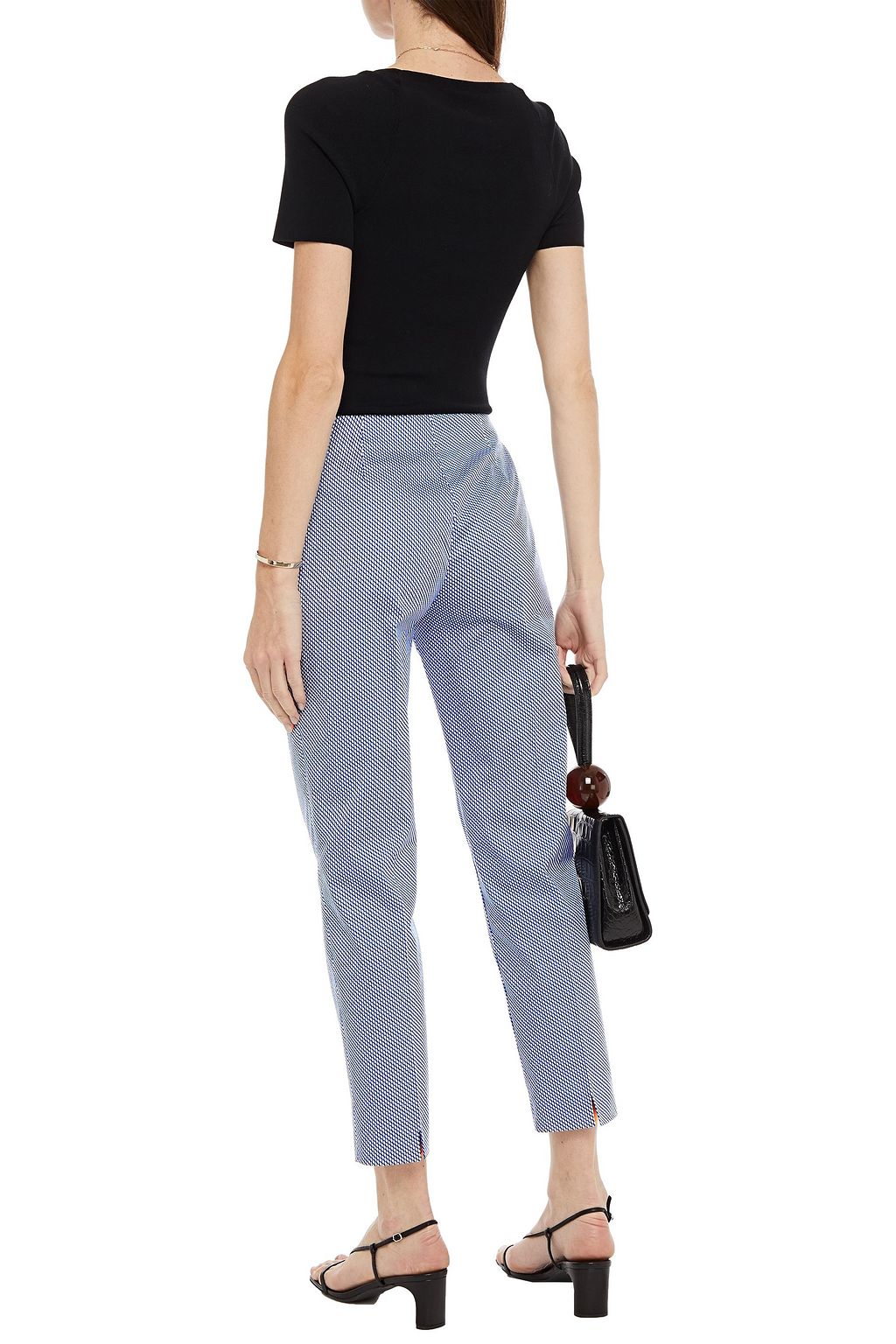 PIAZZA SEMPIONE Cropped printed cotton-blend slim-leg pants