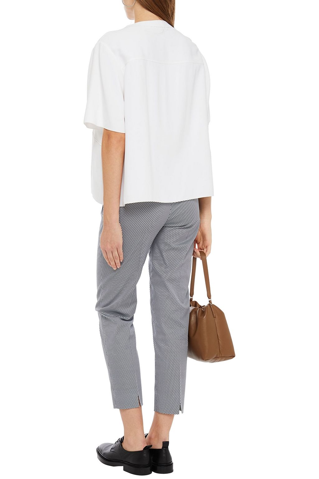 PIAZZA SEMPIONE Cropped printed cotton-blend slim-leg pants