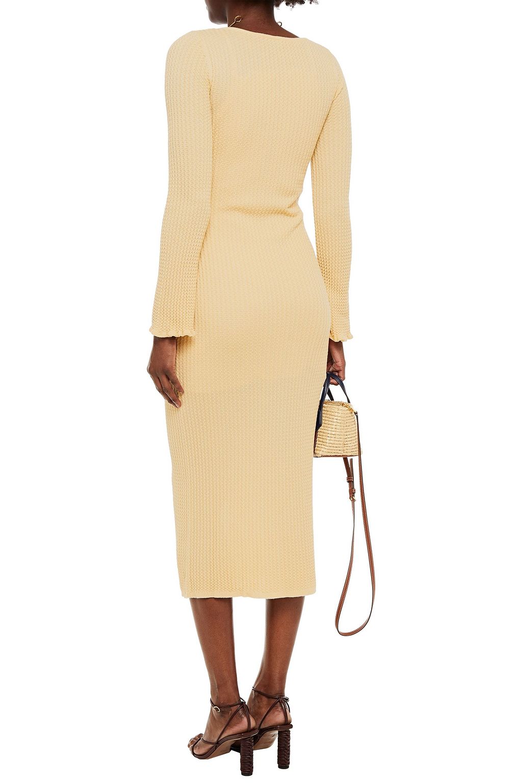 M MISSONI Ruffle-trimmed crochet-knit wool-blend midi dress