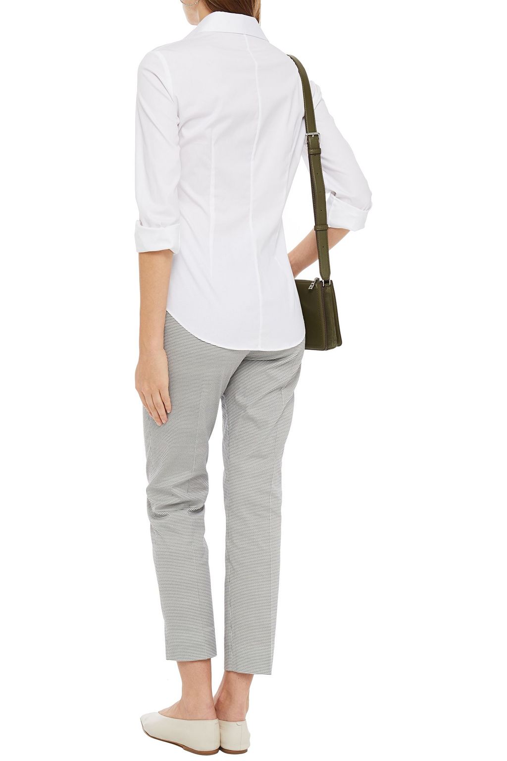 PIAZZA SEMPIONE Gingham cotton-blend twill tapered pants