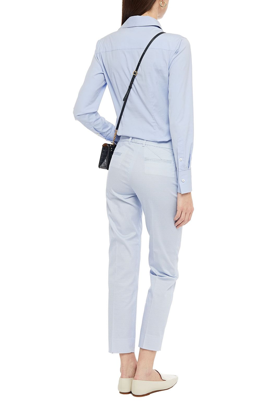 PIAZZA SEMPIONE Gingham cotton-blend twill tapered pants