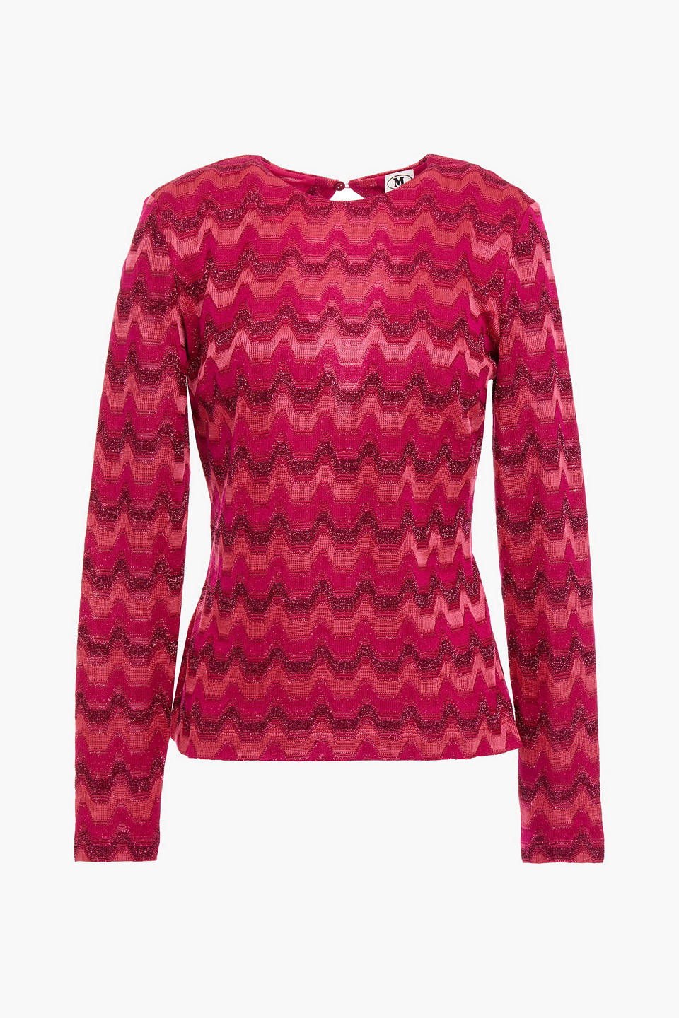 missoni - open-back metallic crochet-knit top - pink - xl