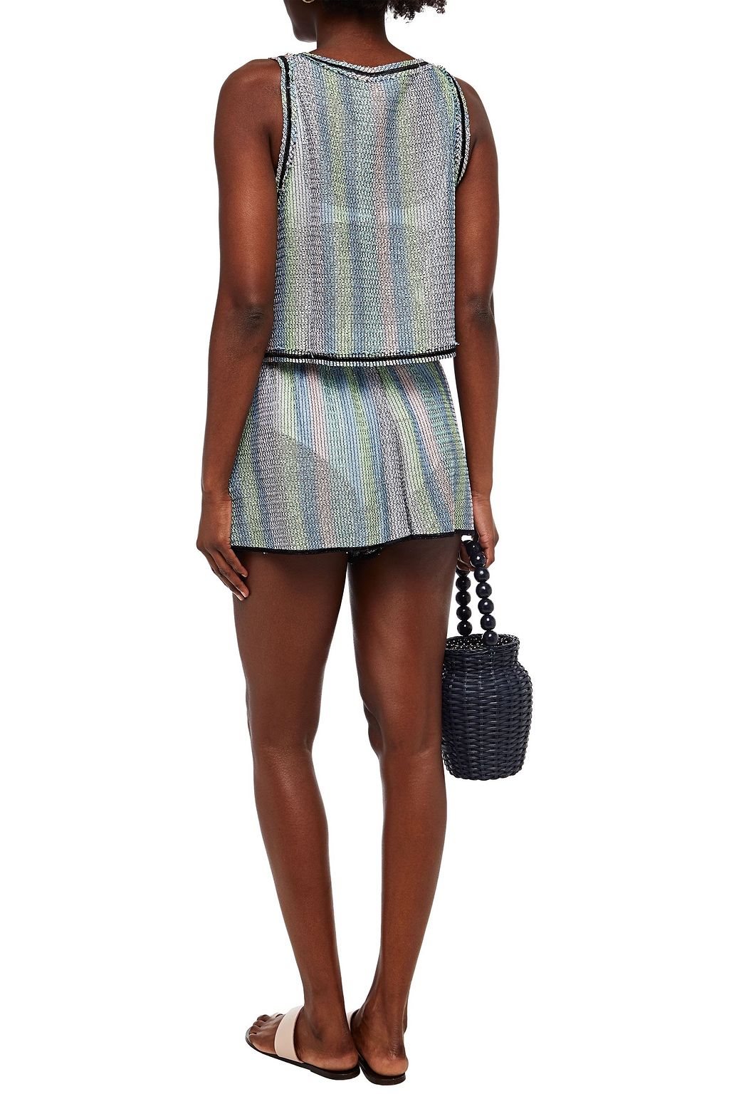 M MISSONI Gestreifte Shorts aus Häkelstrick