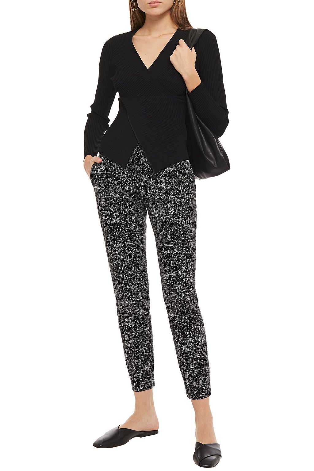 PIAZZA SEMPIONE Polka-dot wool-blend twill slim-leg pants