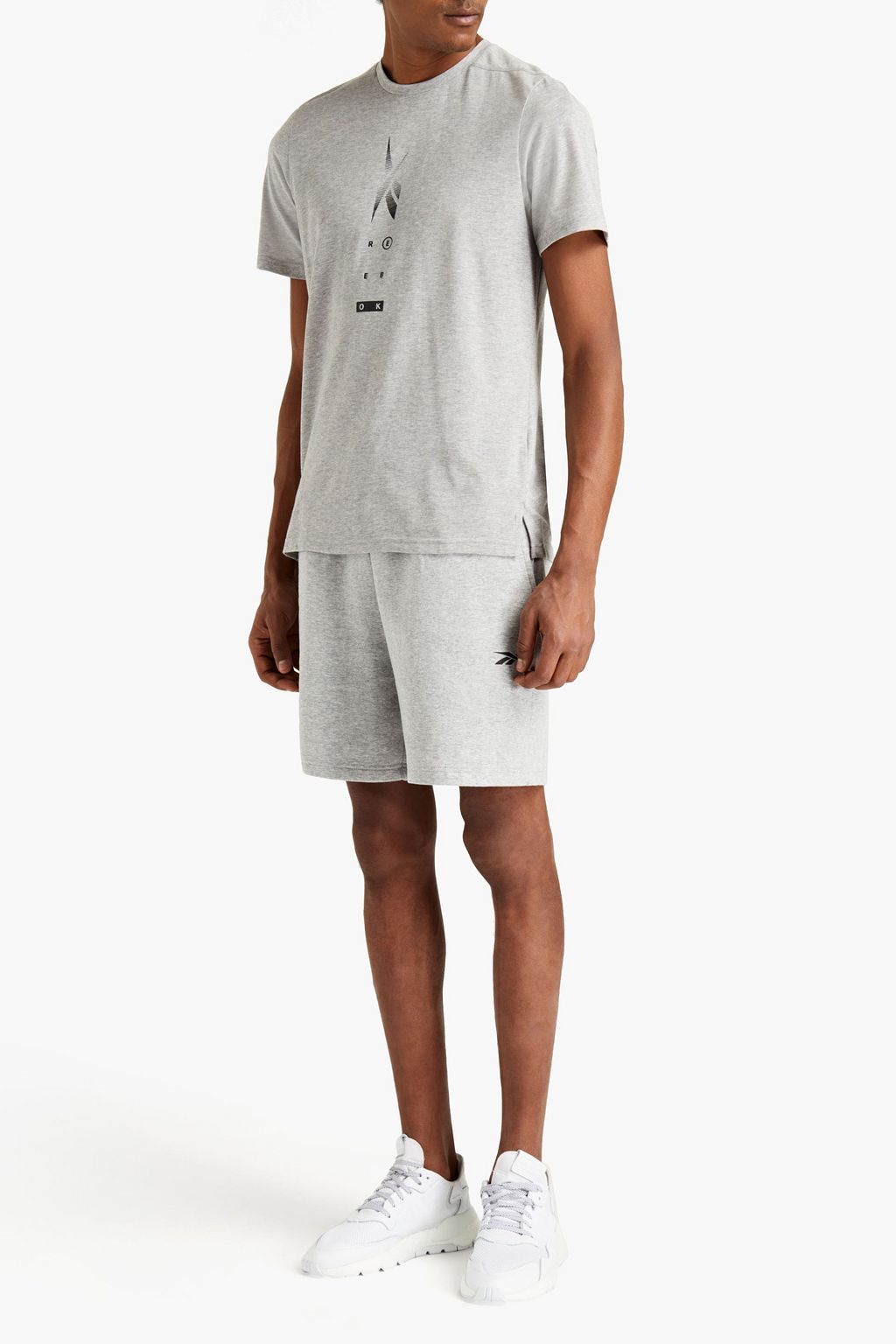 REEBOK Mélange printed jersey T-shirt
