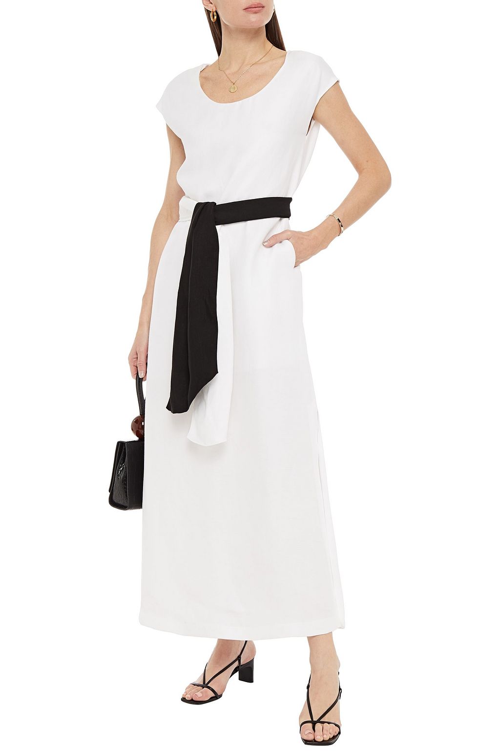 PIAZZA SEMPIONE Belted shantung maxi dress