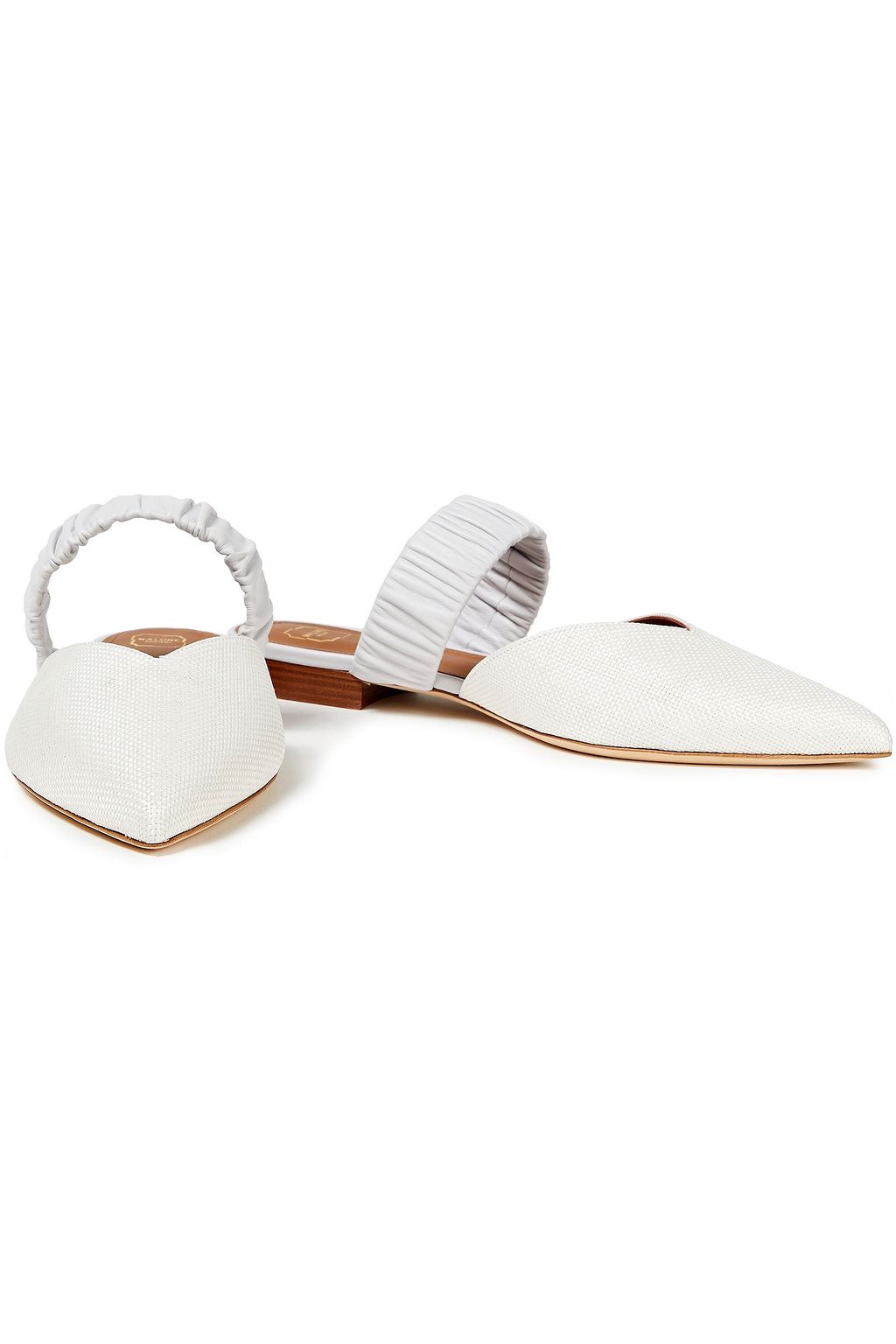 MALONE SOULIERS Matilda raffia and leather slippers