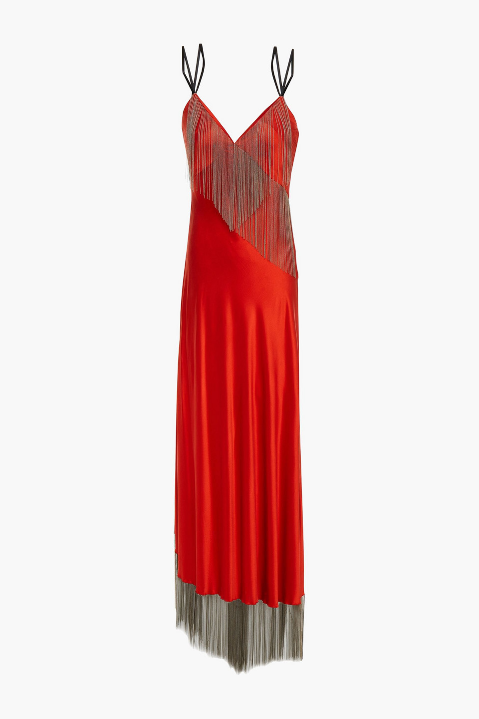 AMANDA WAKELEY - Chain-trimmed washed-silk maxi dress - Orange - UK 16