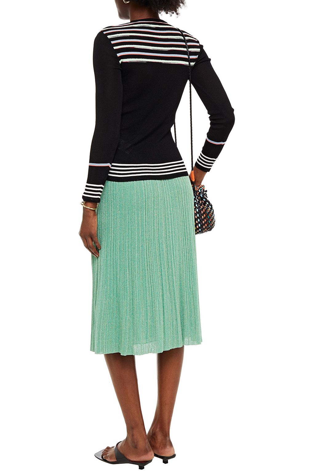 M MISSONI Striped ribbed-knit top