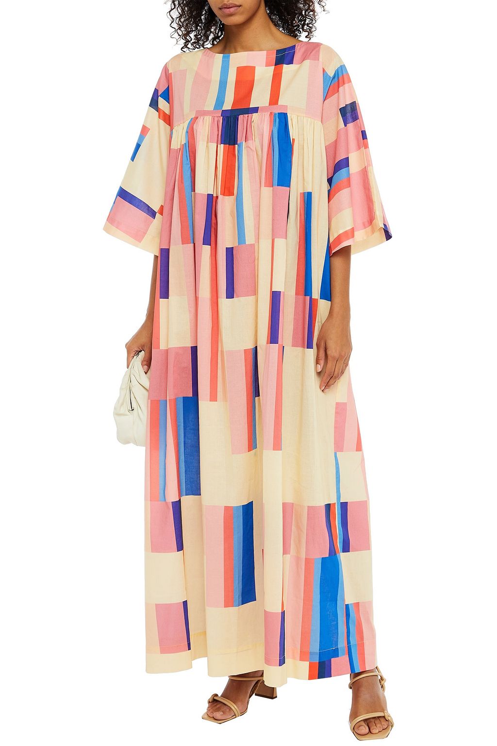 LOUISA PARRIS Milroy gathered printed silk maxi dress