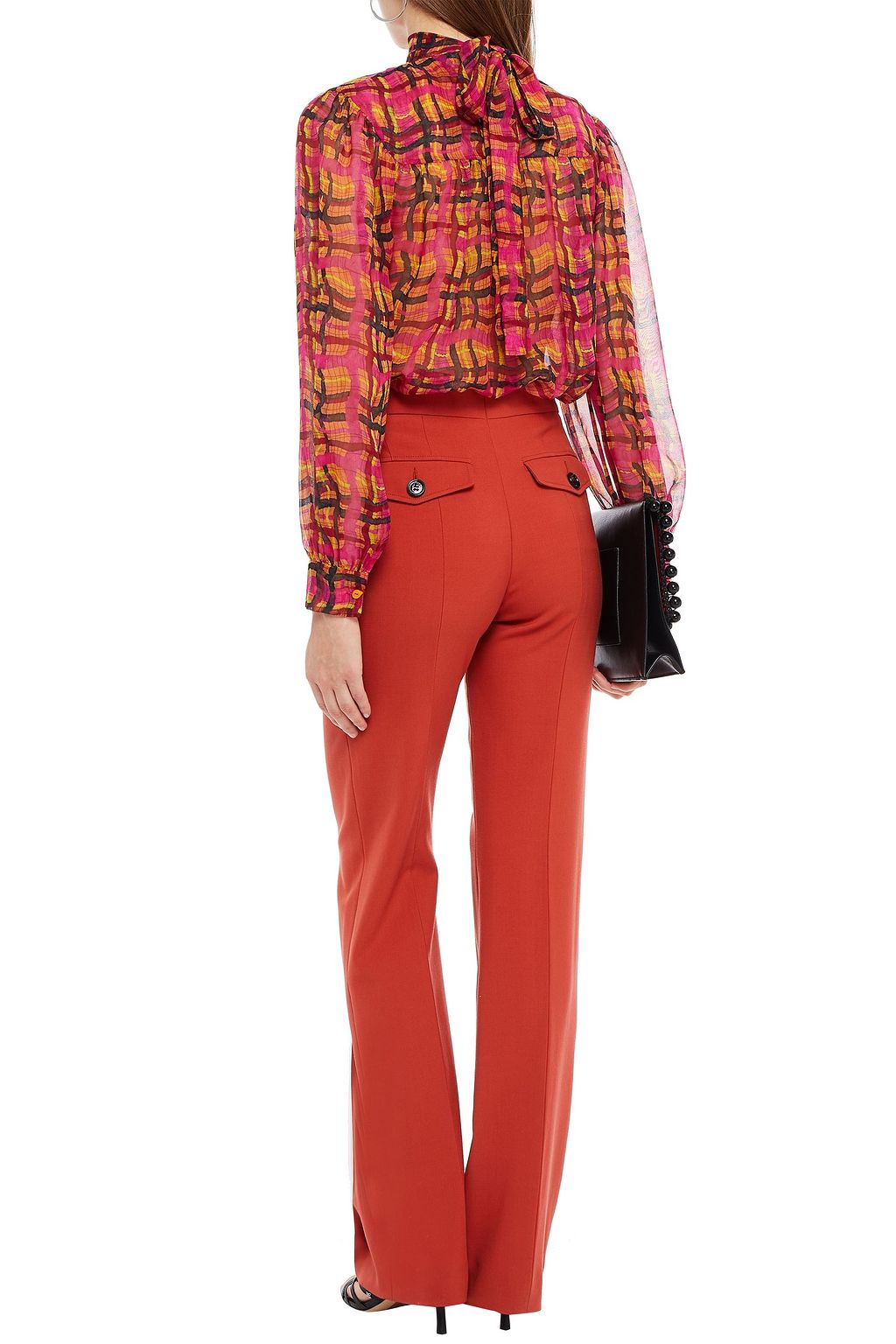 M MISSONI Gathered printed silk-chiffon blouse