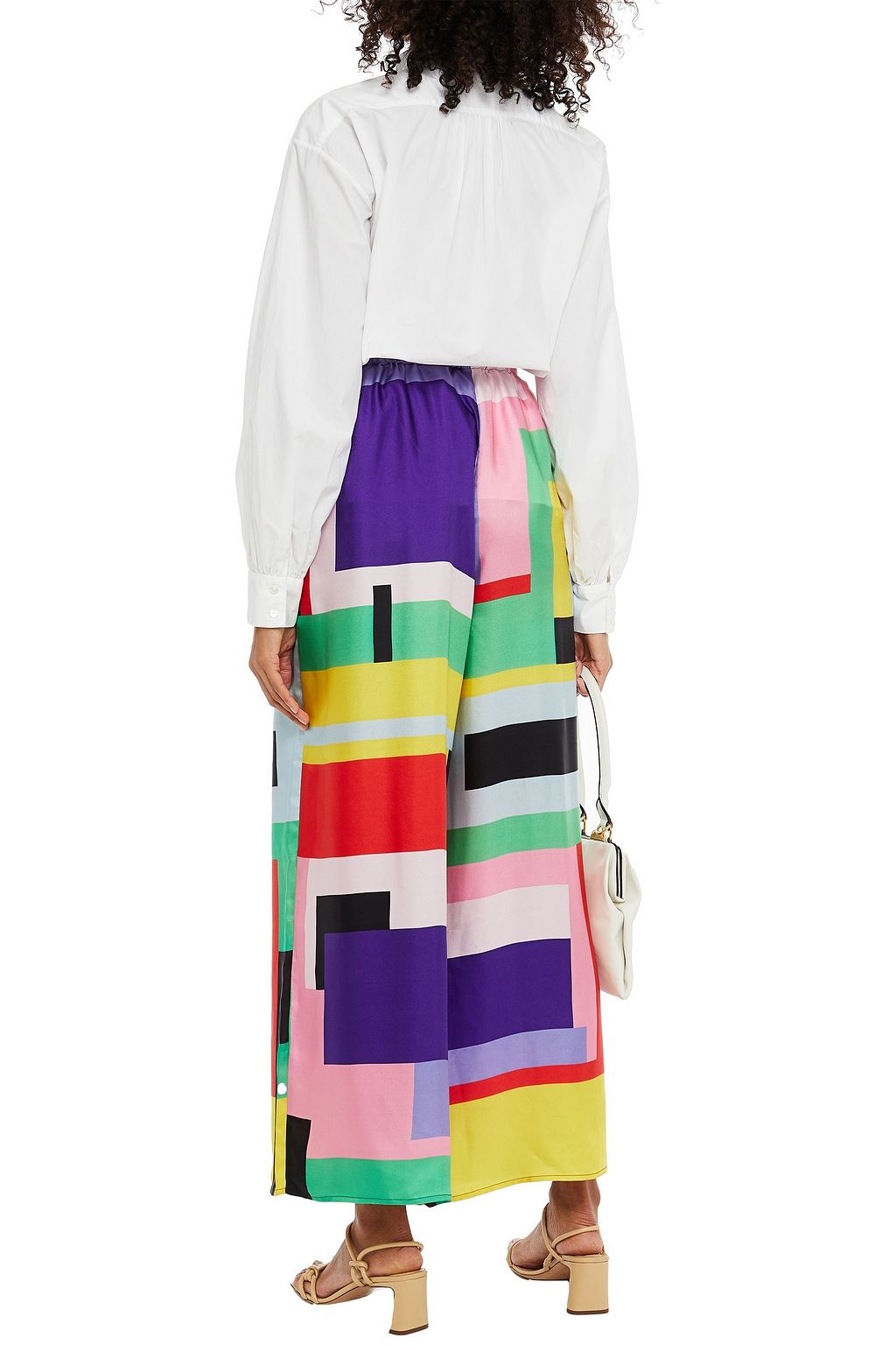 LOUISA PARRIS Heron printed silk-twill wide-leg pants