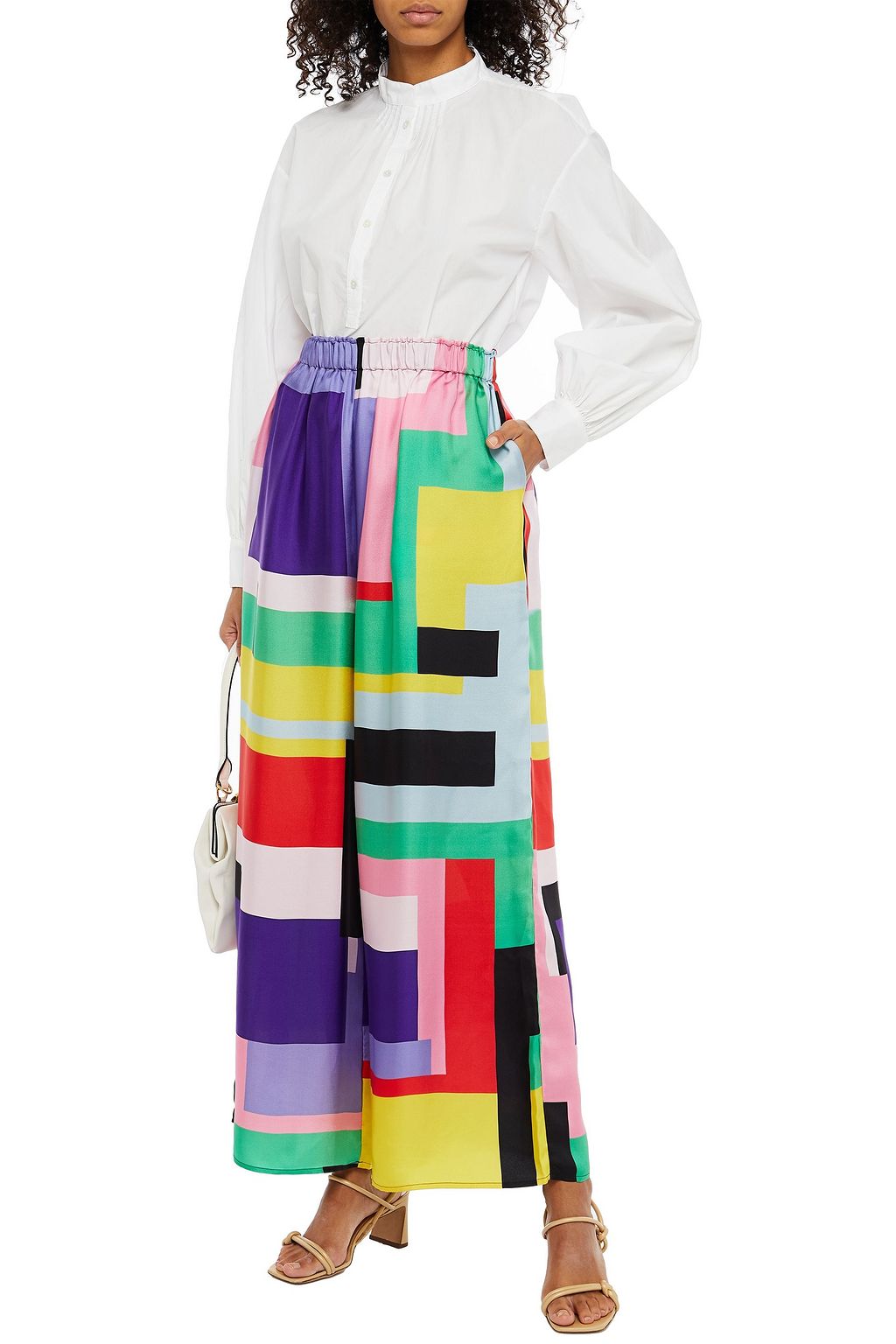 LOUISA PARRIS Heron printed silk-twill wide-leg pants