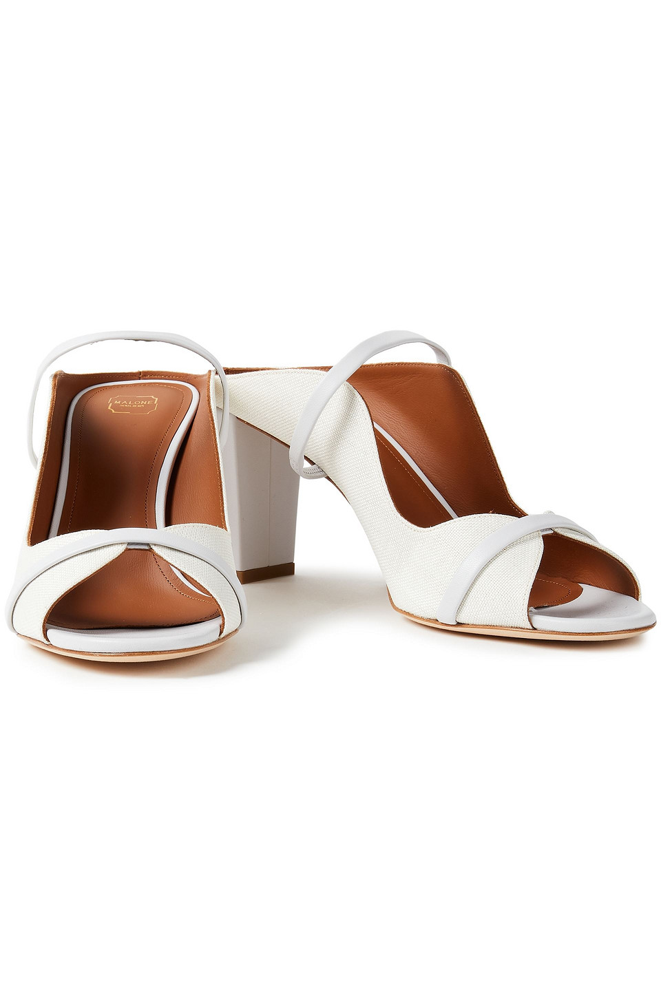 Malone Souliers Norah 70 Leather And Raffia Mules In White | ModeSens