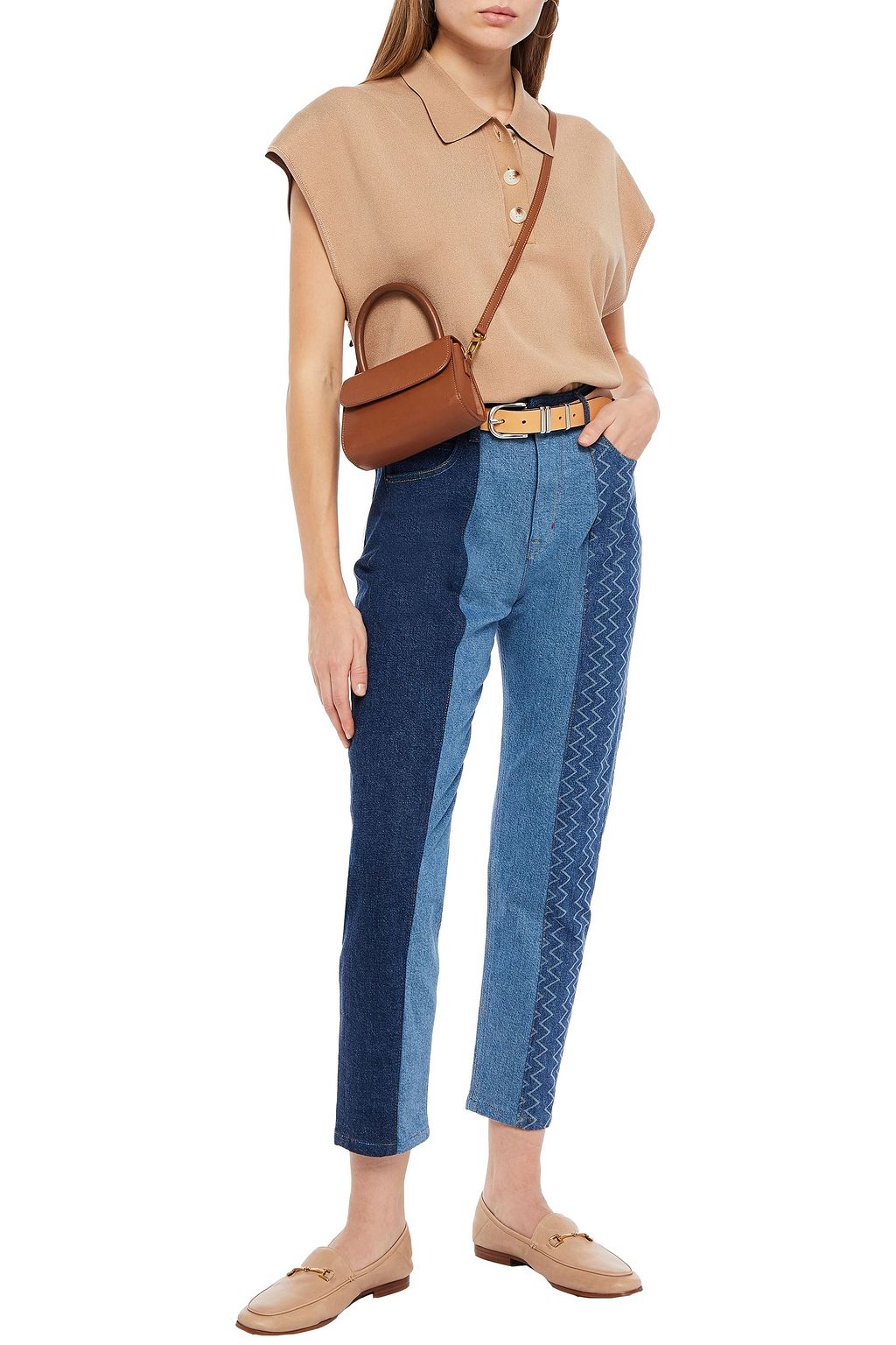 M MISSONI Cropped paneled tapered jeans
