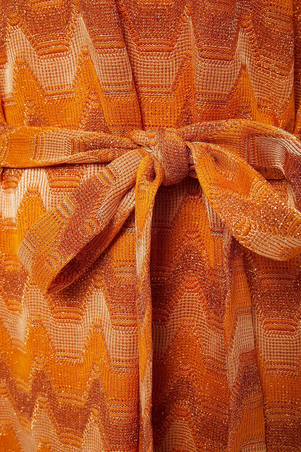 M MISSONI Belted metallic crochet-knit maxi dress