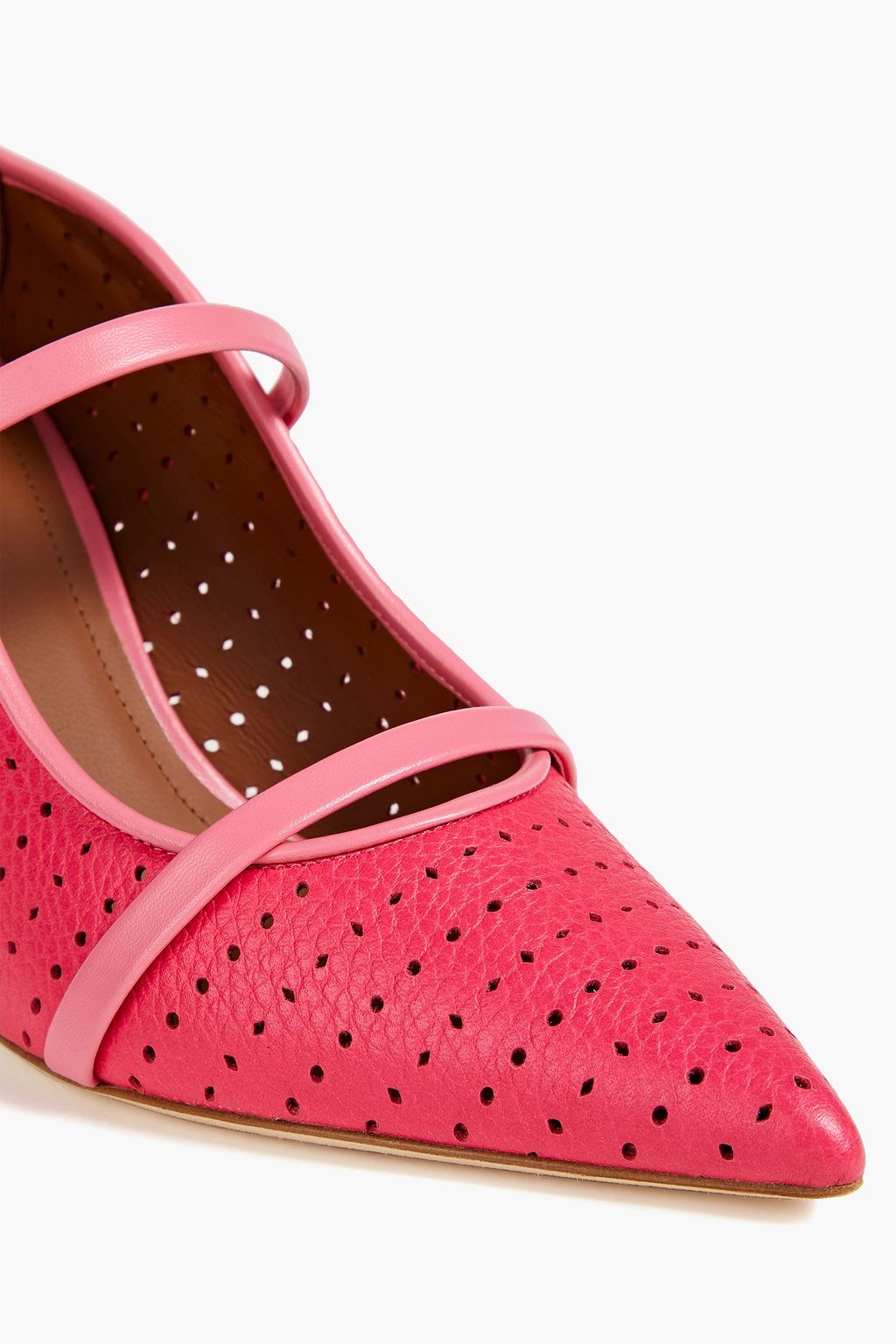 MALONE SOULIERS Maureen 70 perforated two-tone textured-leather pumps
