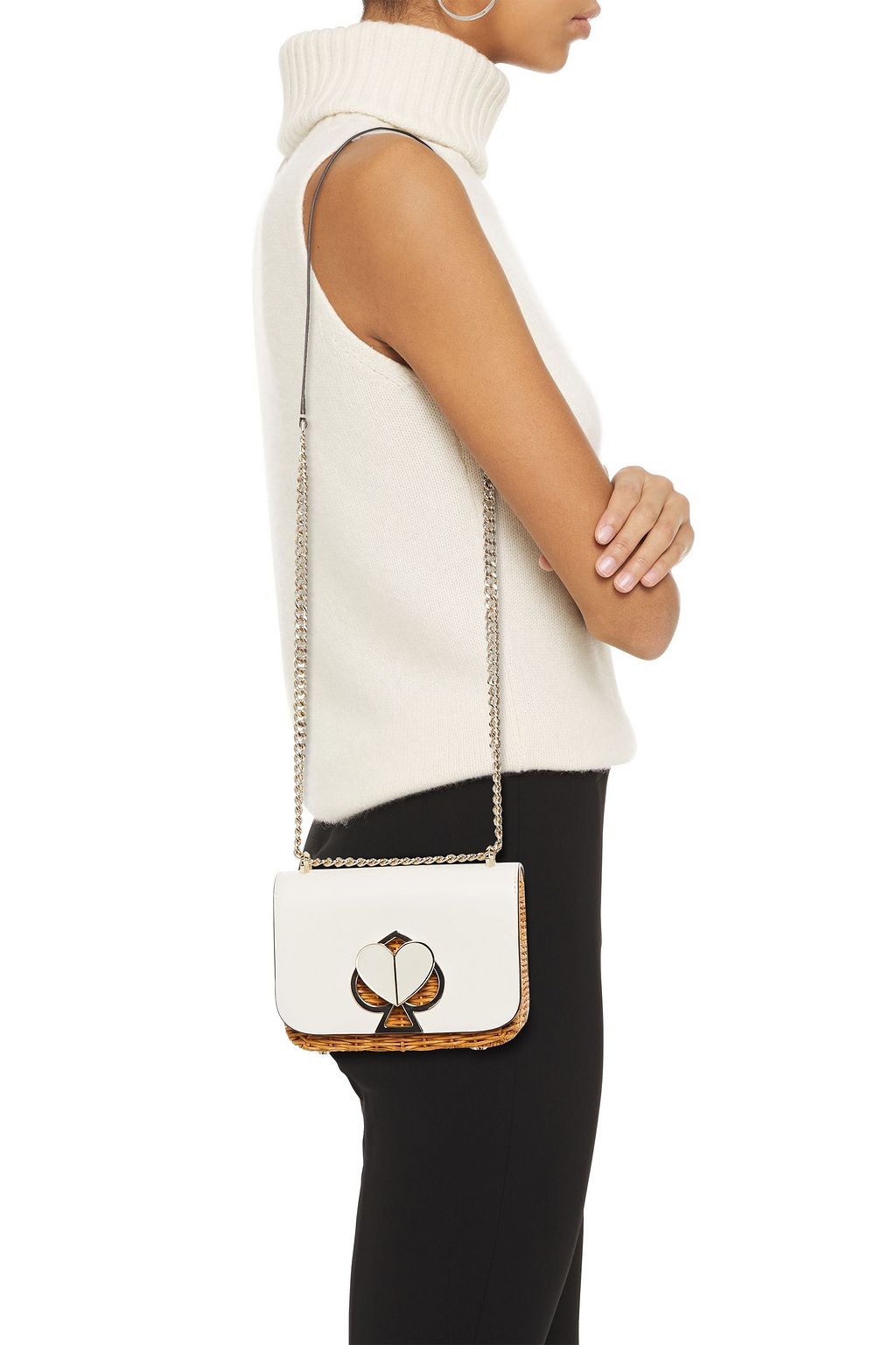 KATE SPADE NEW YORK Nicola Schultertasche aus Weidengeflecht und Leder