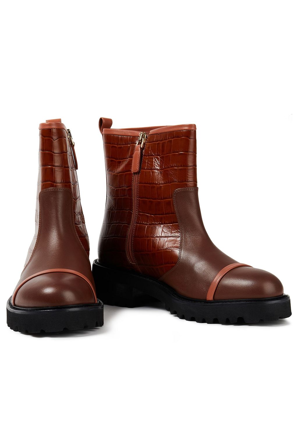 MALONE SOULIERS Bibi smooth and croc-effect leather ankle boots