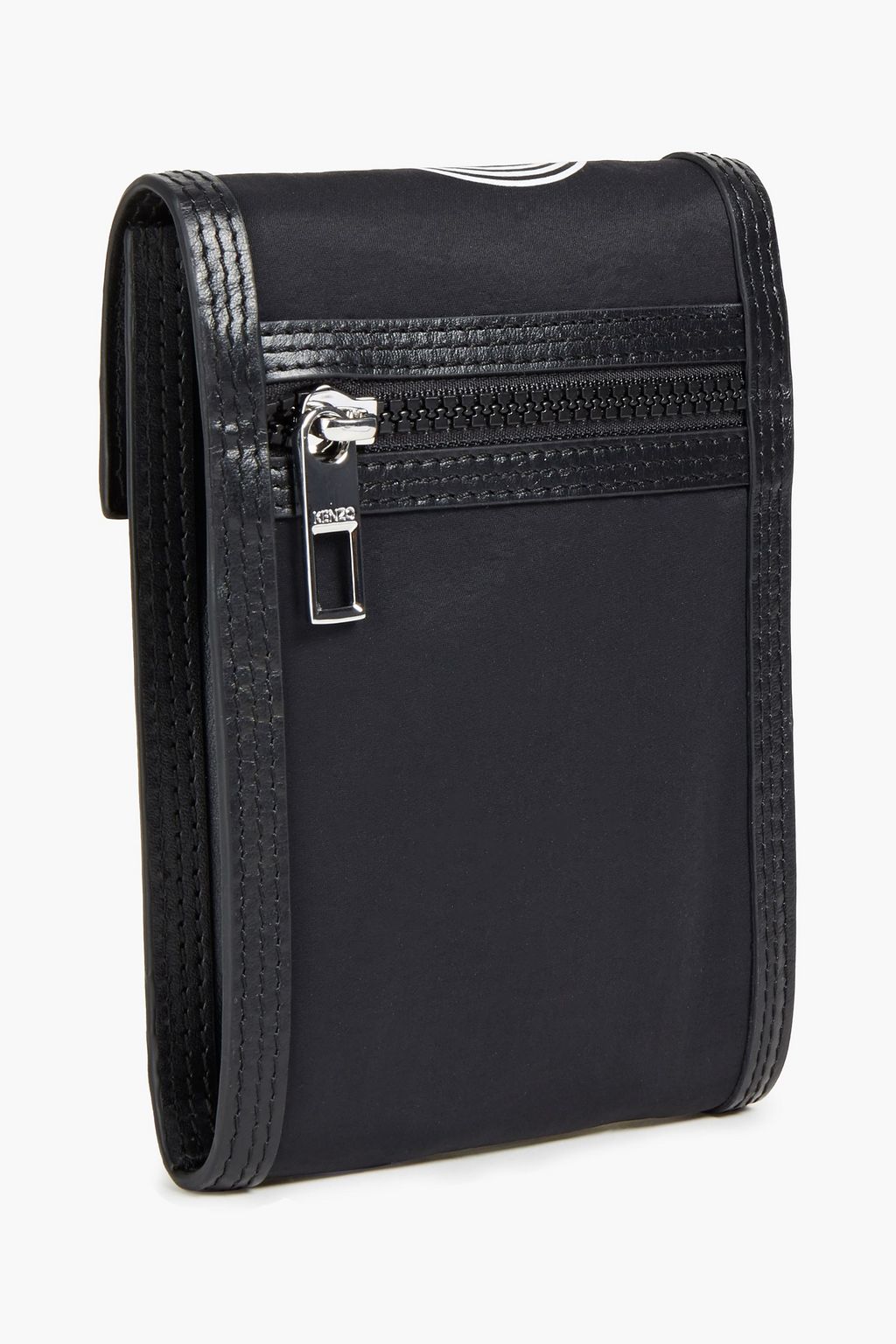 KENZO Leather-trimmed logo-print phone bag