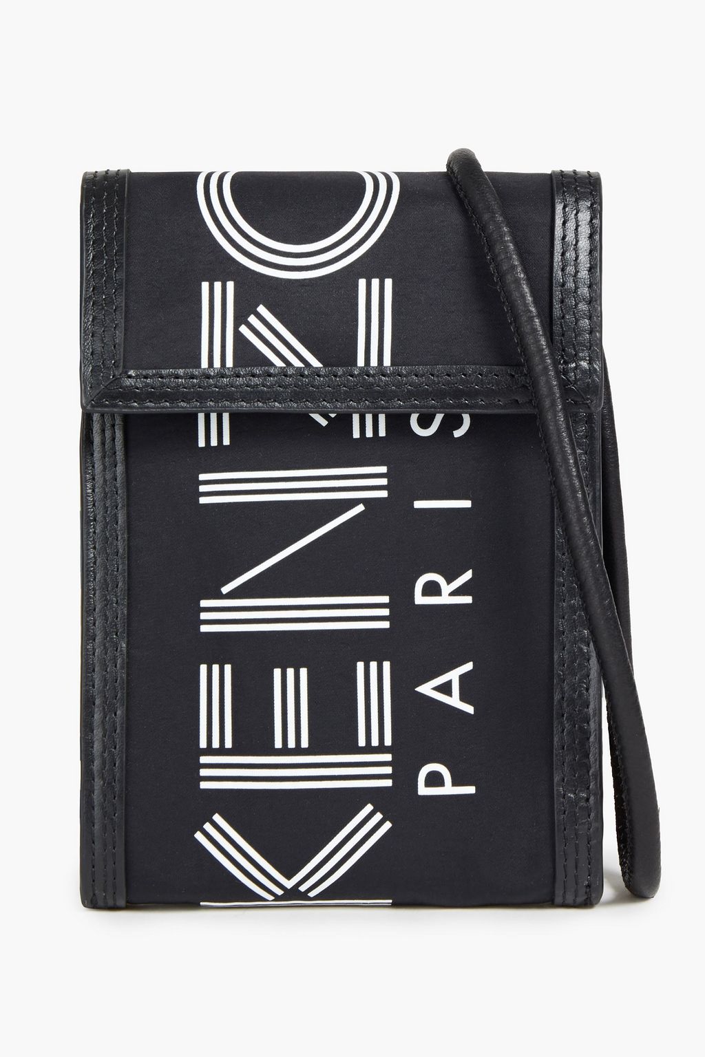 KENZO Leather-trimmed logo-print phone bag