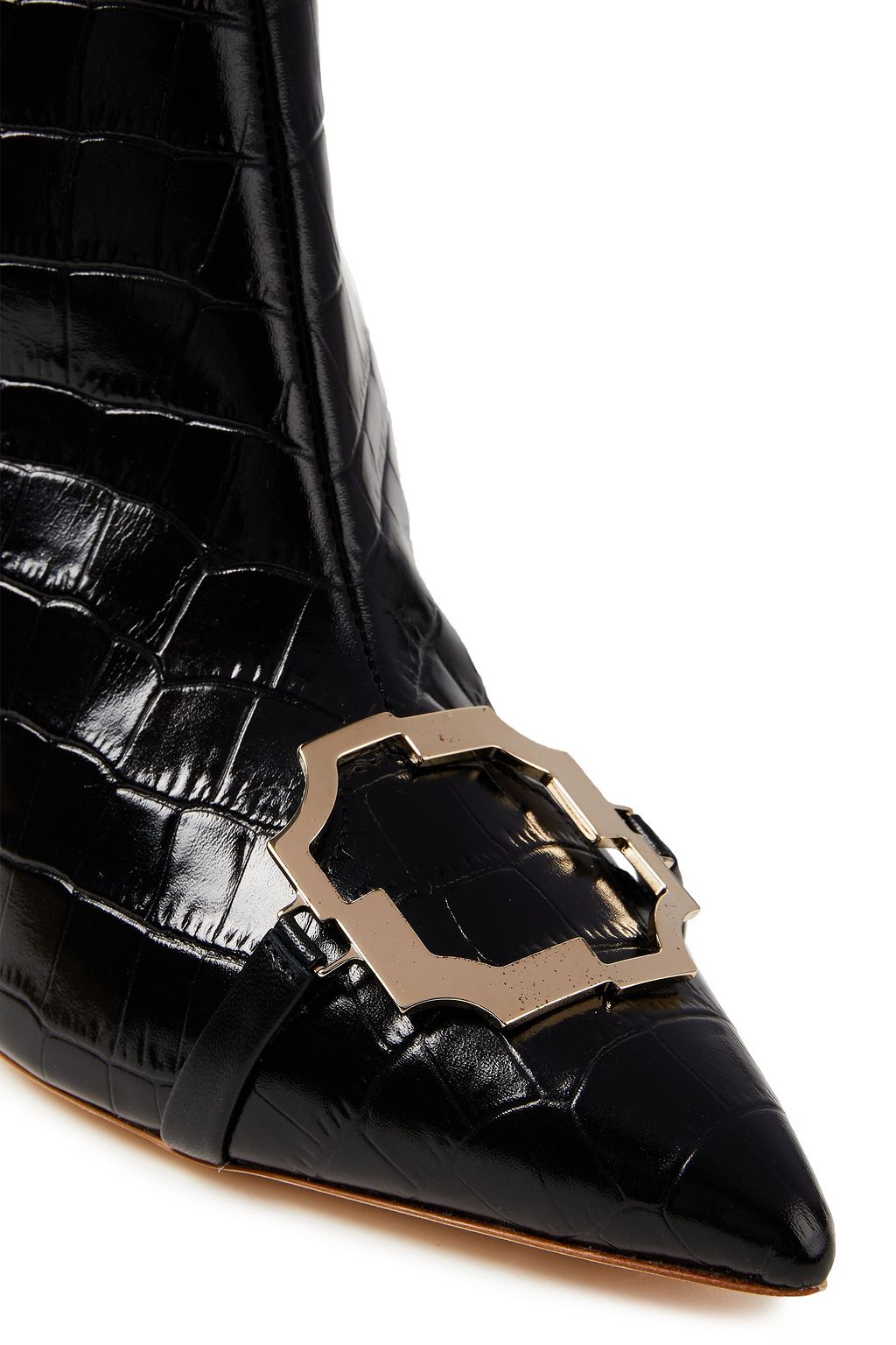 MALONE SOULIERS Arden 70 appliquéd croc-effect leather knee boots