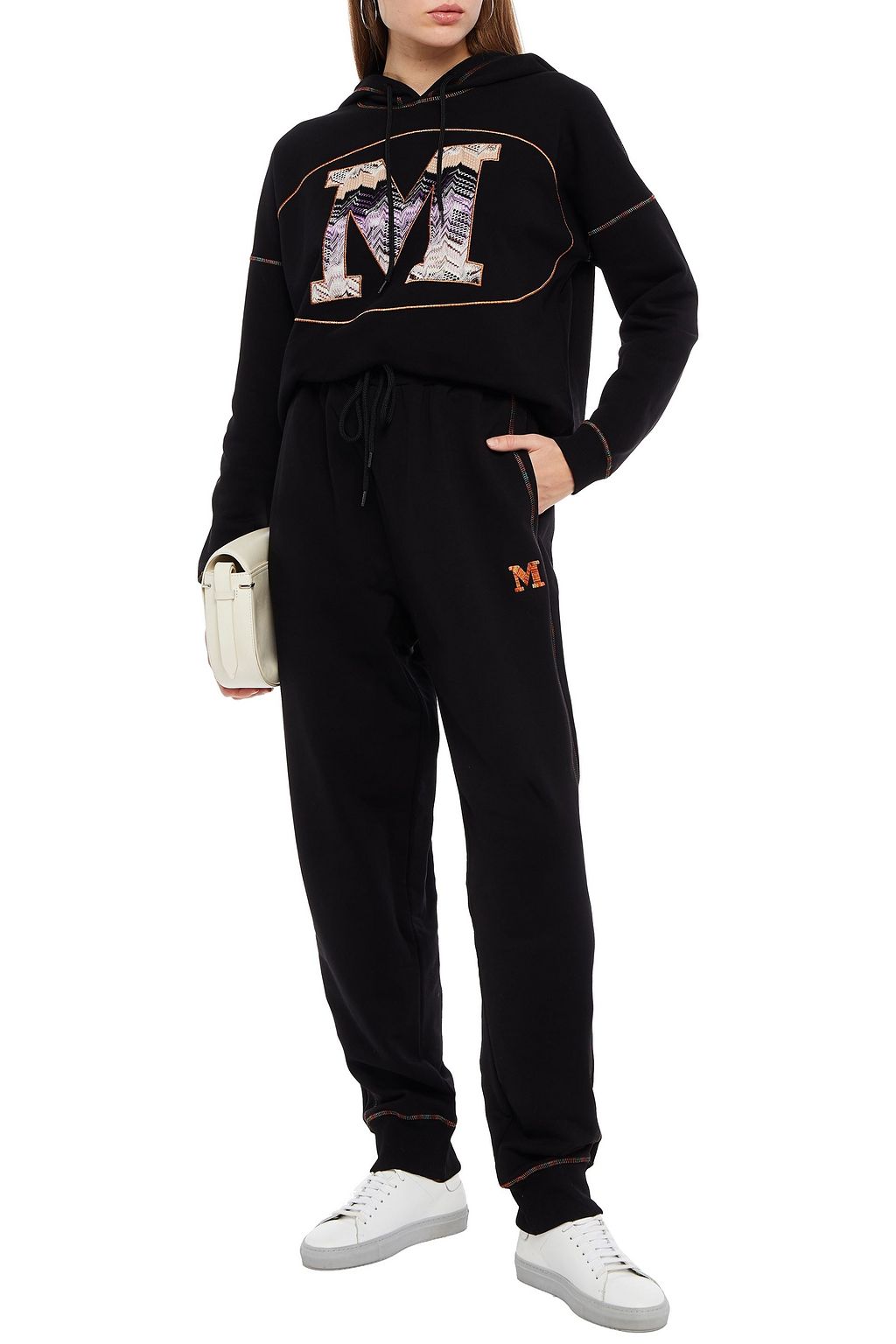 M MISSONI Crochet-knit and French cotton-terry hoodie