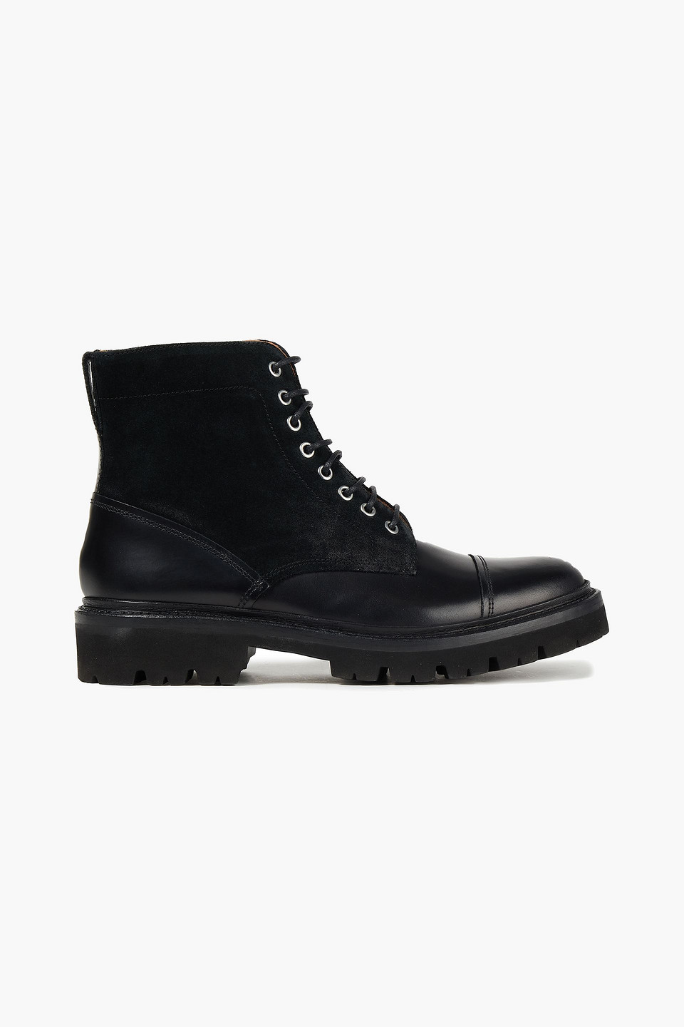 Grenson Meg leather and suede combat boots