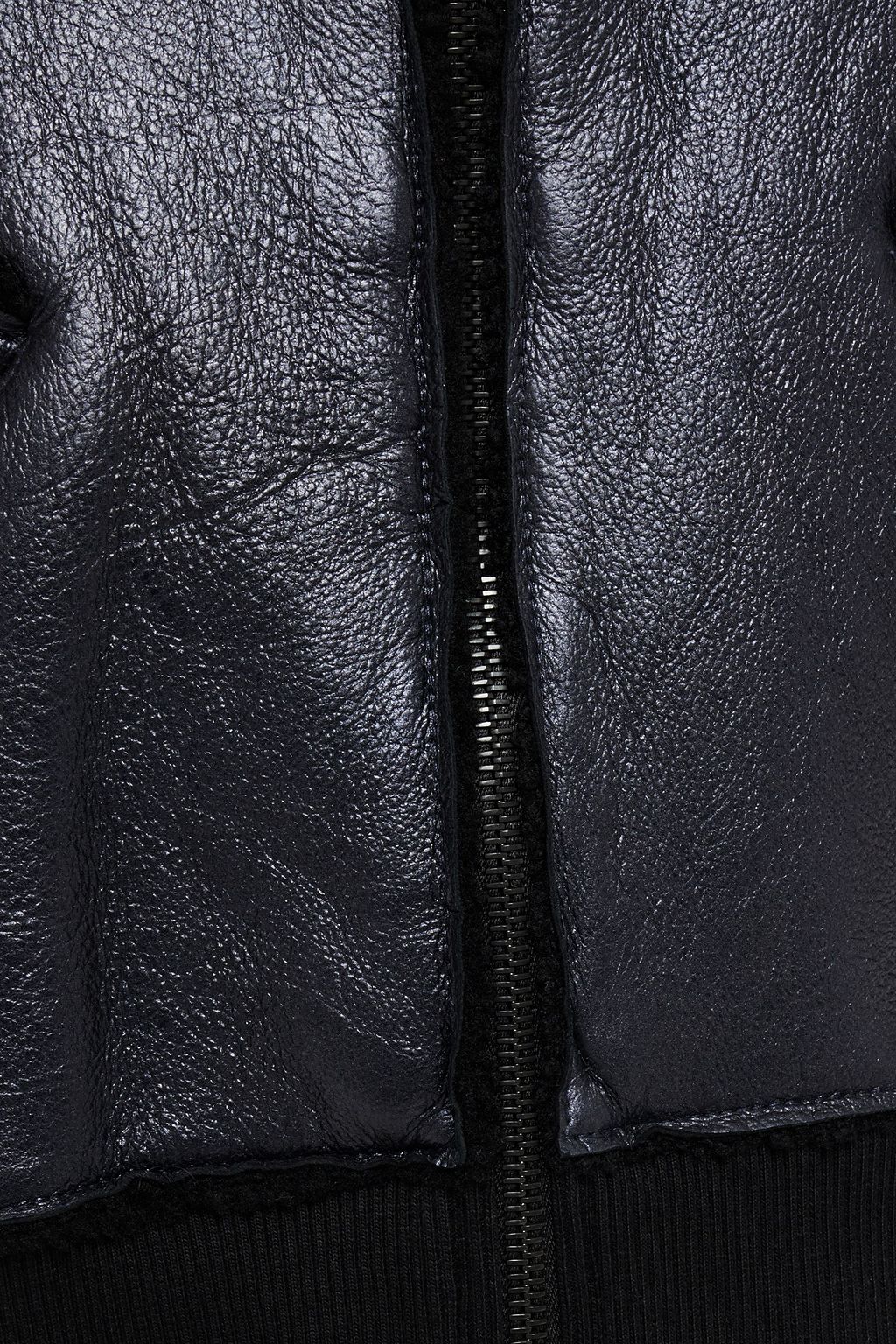 MAJESTIC FILATURES Fleece-paneled shearling-trimmed metallic textured-leather bomber jacket