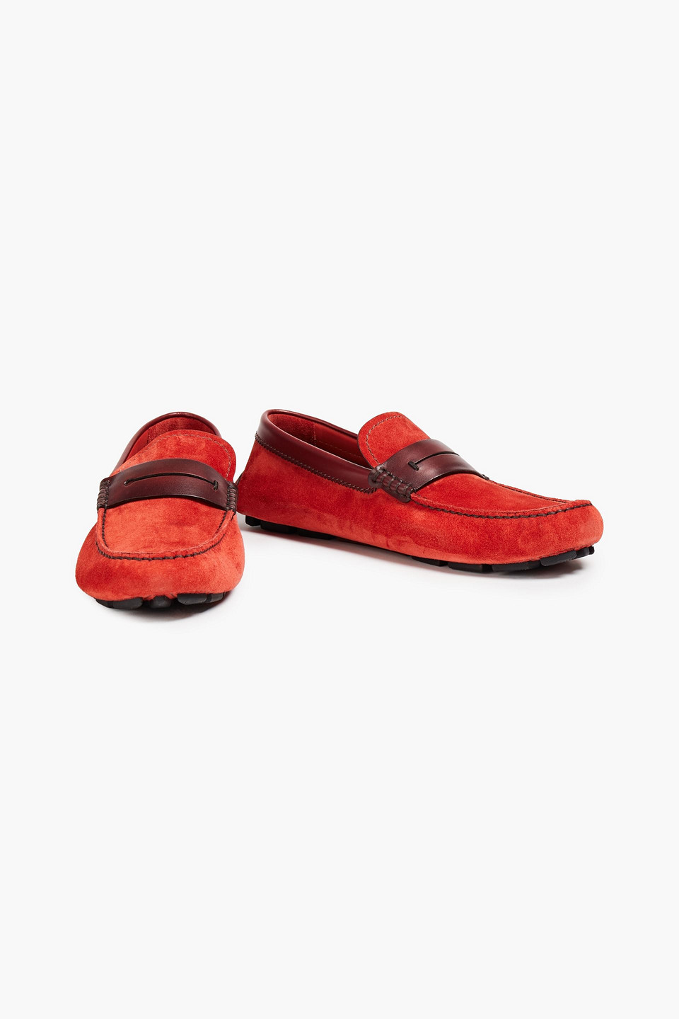 Ermenegildo Zegna Man Leather-trimmed Suede Driving Shoes