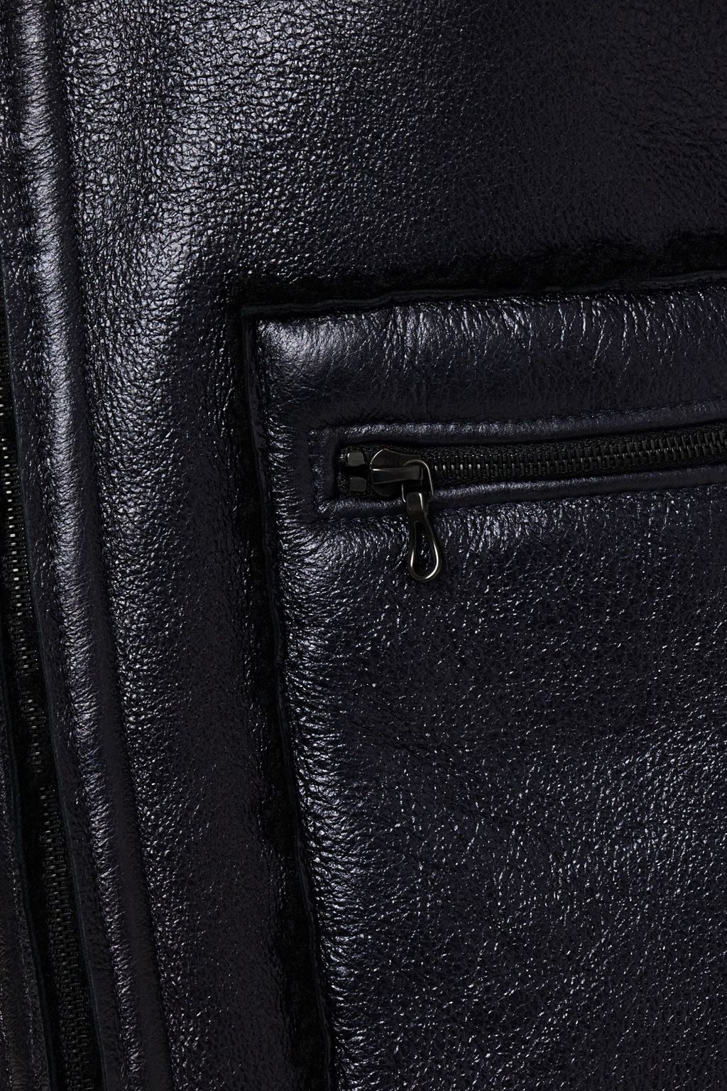 MAJESTIC FILATURES Fleece-paneled textured-leather jacket
