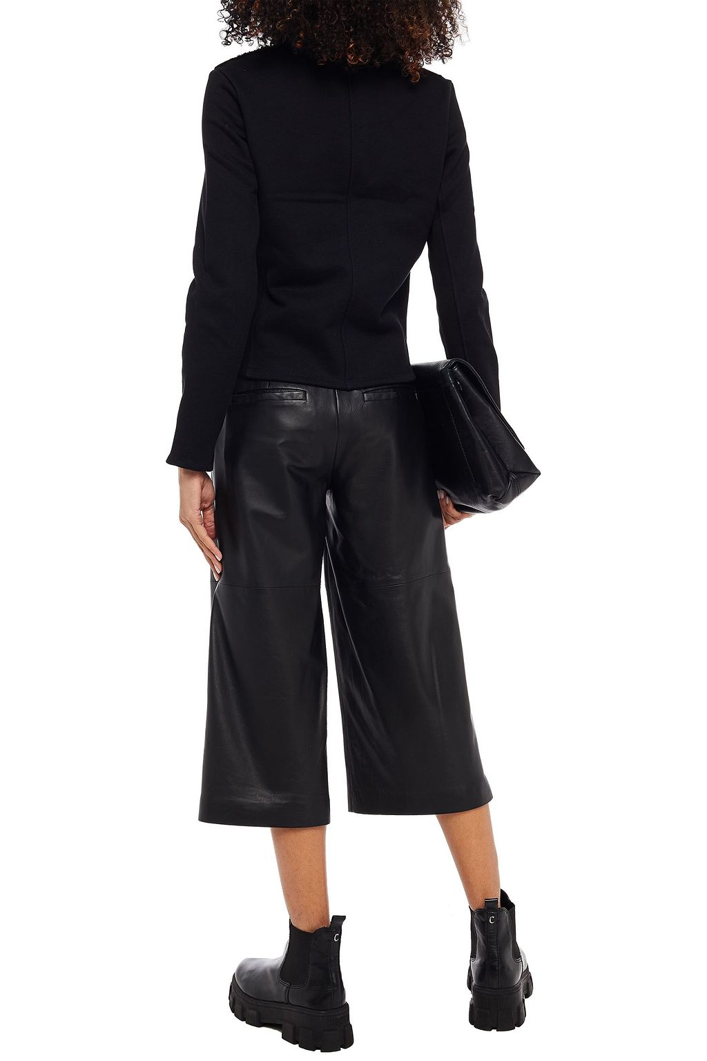MAJESTIC FILATURES Fleece-paneled textured-leather jacket