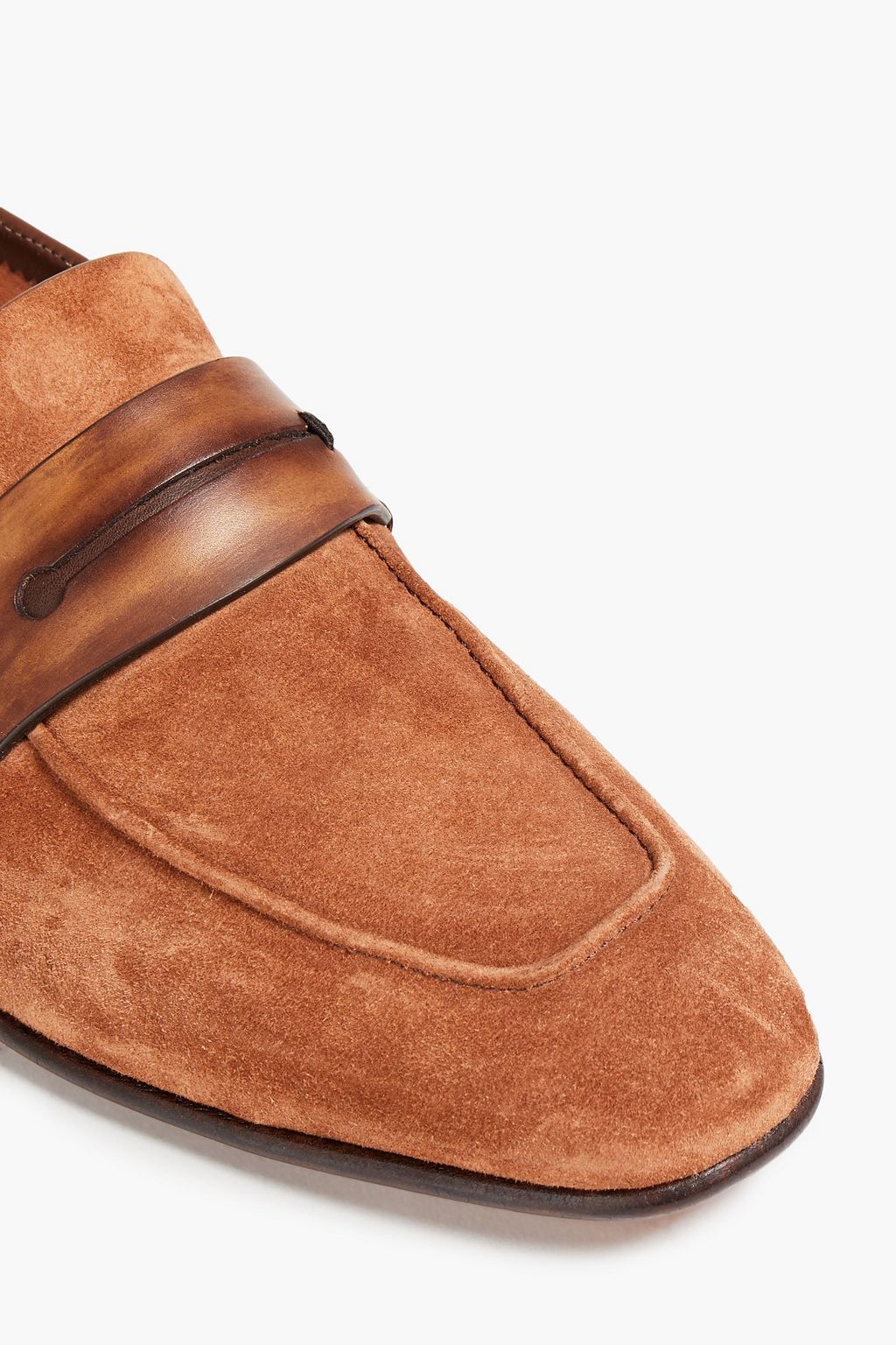 ZEGNA Leather-trimmed suede loafers