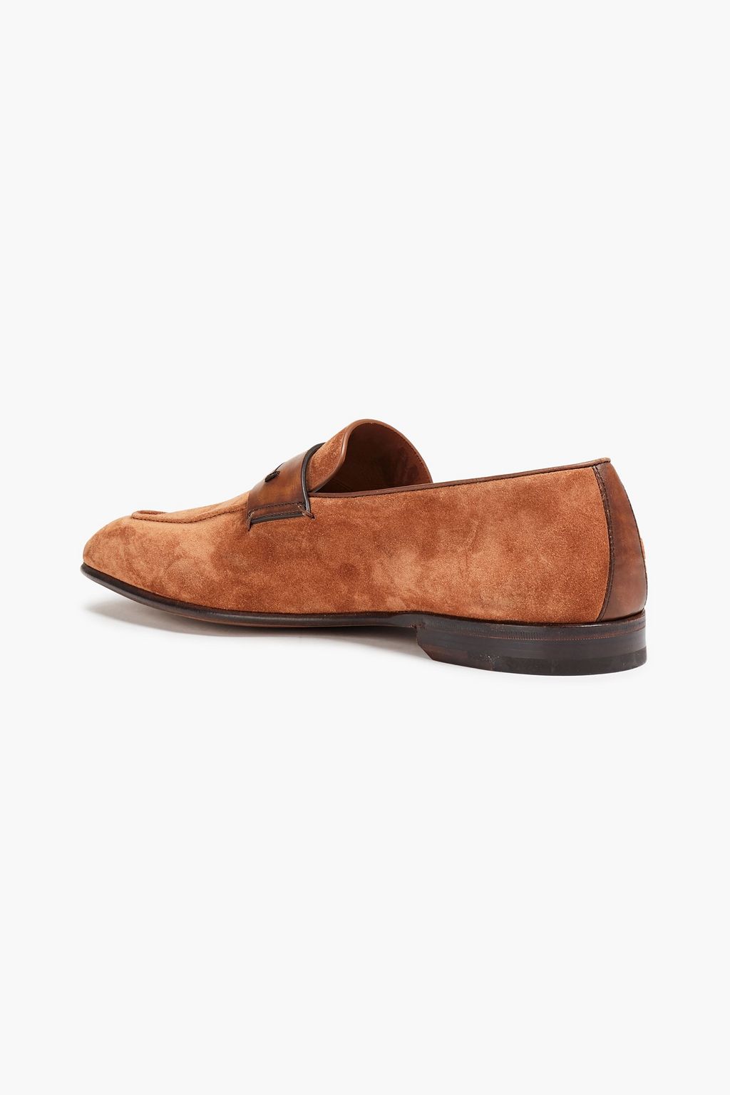 ZEGNA Leather-trimmed suede loafers